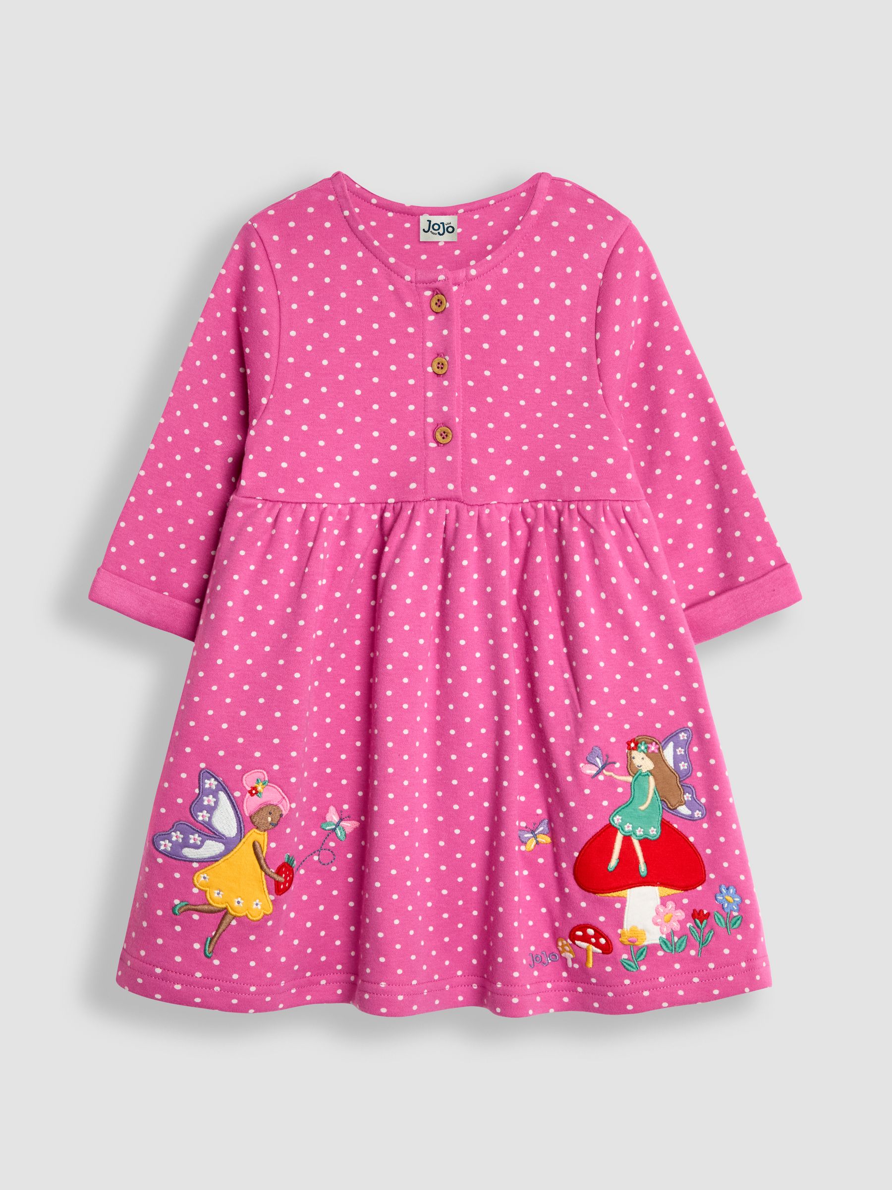Fuchsia Pink Fairy Appliqué Button Front Dress - Image 1 of 3