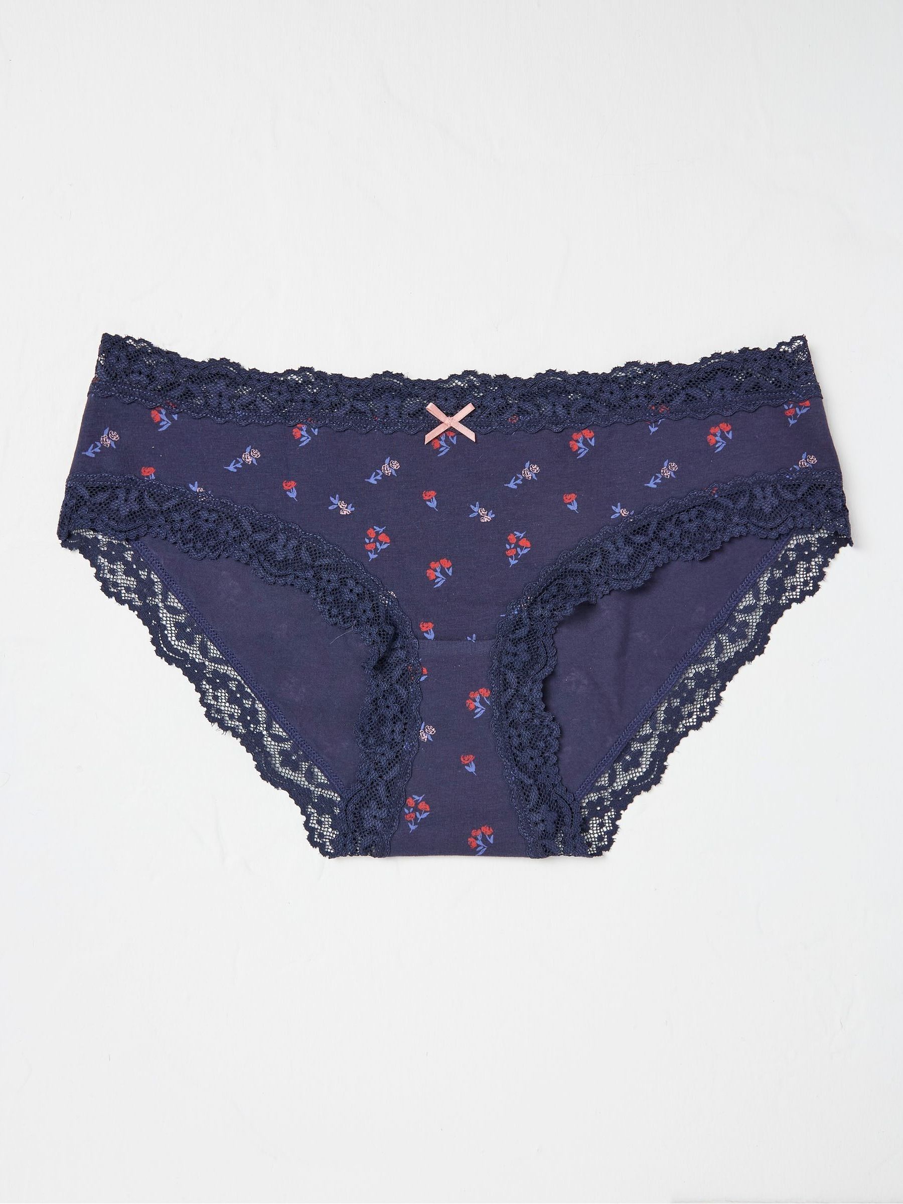Rose Blue Floral Stripe Short Knickers - Image 1 of 2