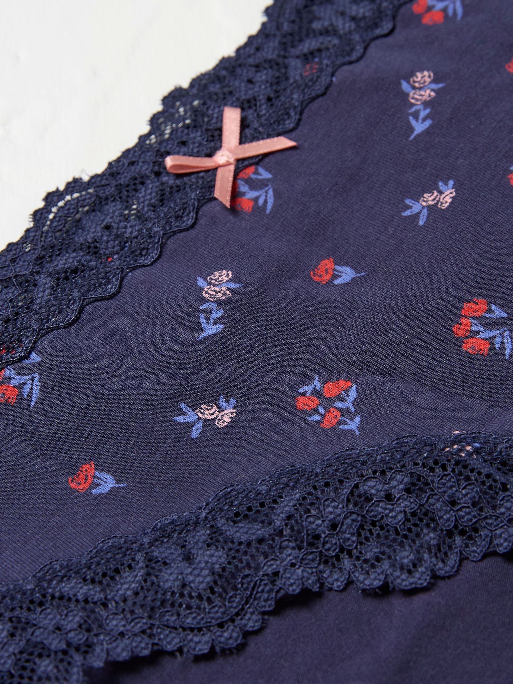 Rose Blue Floral Stripe Short Knickers - Image 2 of 2