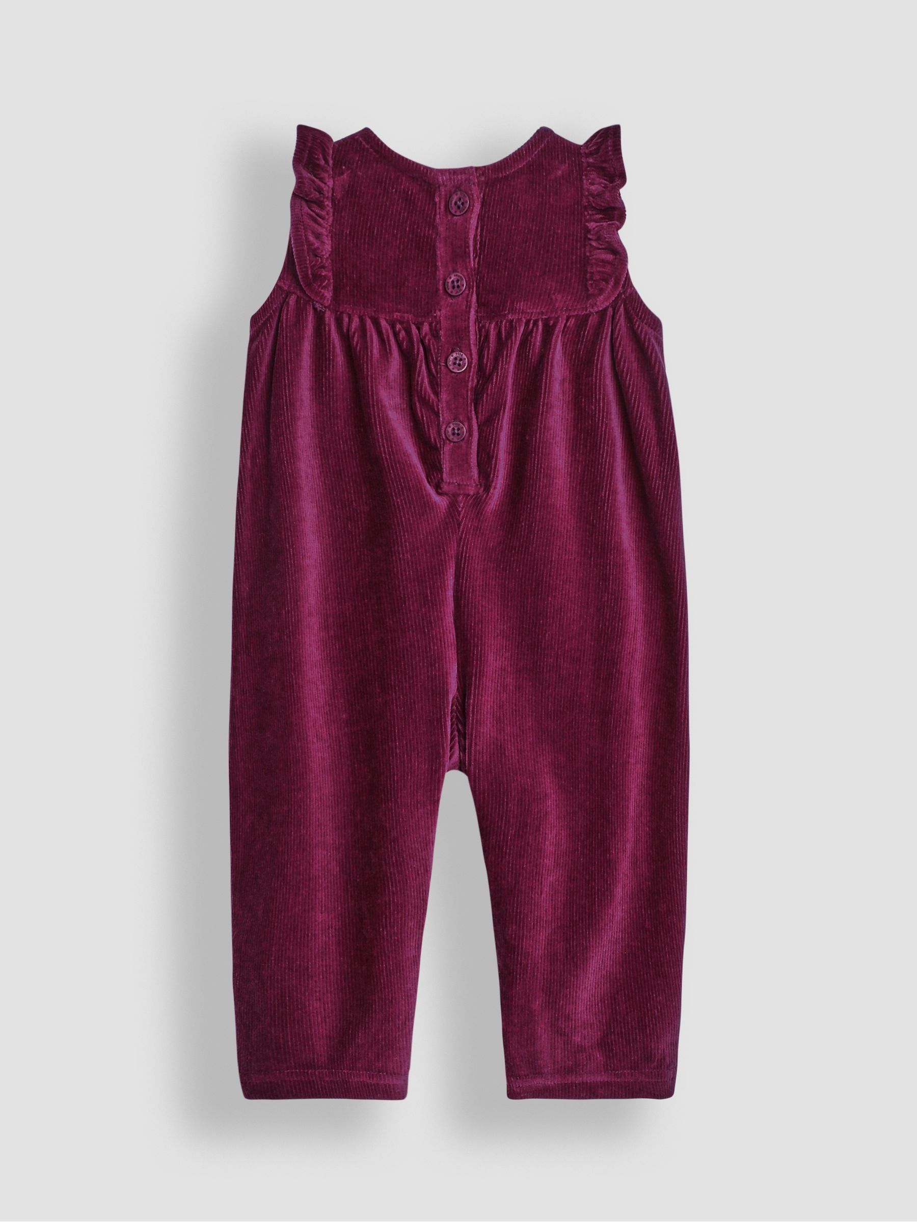 Plum Purple Bunny Embroidered Velour Dungarees and Top Set - Image 3 of 6