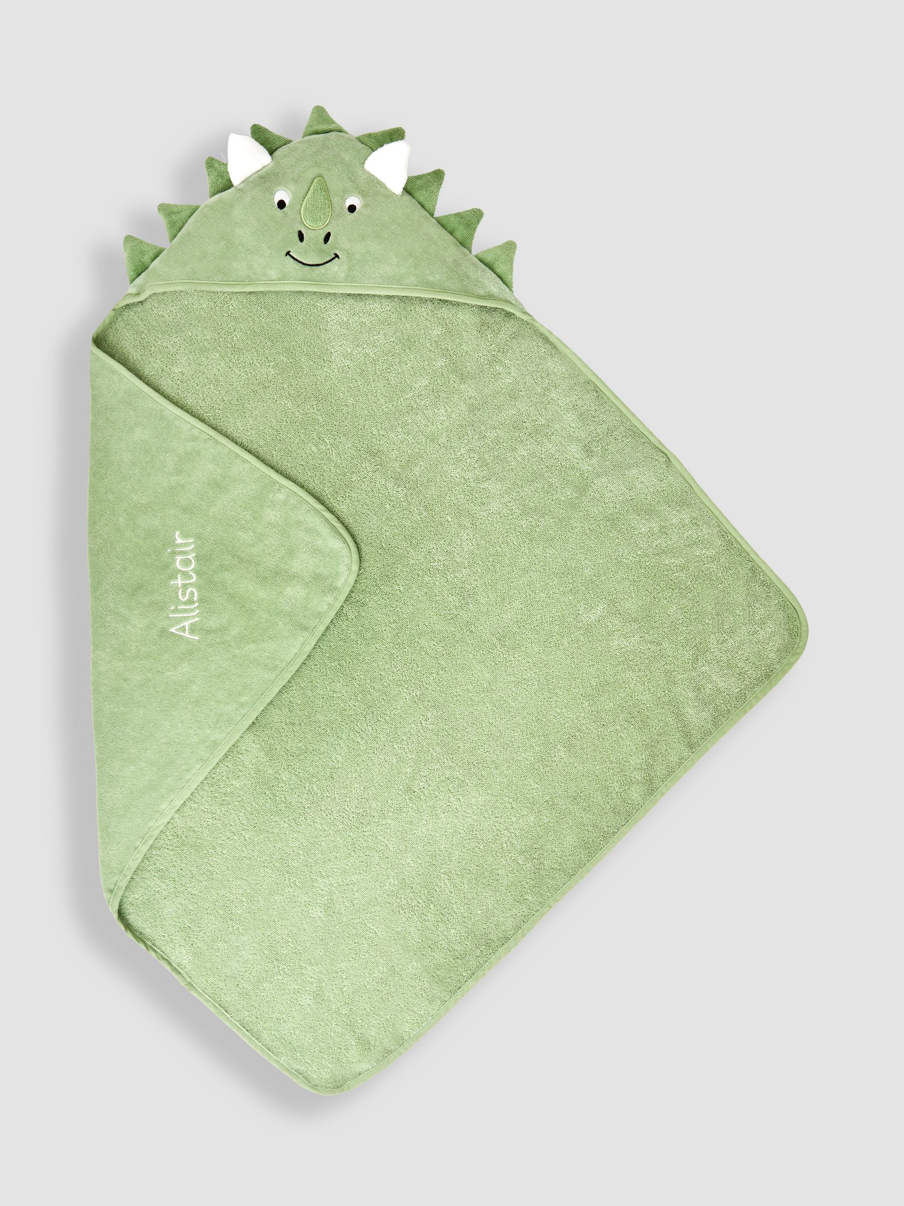 Green Dino Personalised Character Hooded Towel - Image 1 of 7