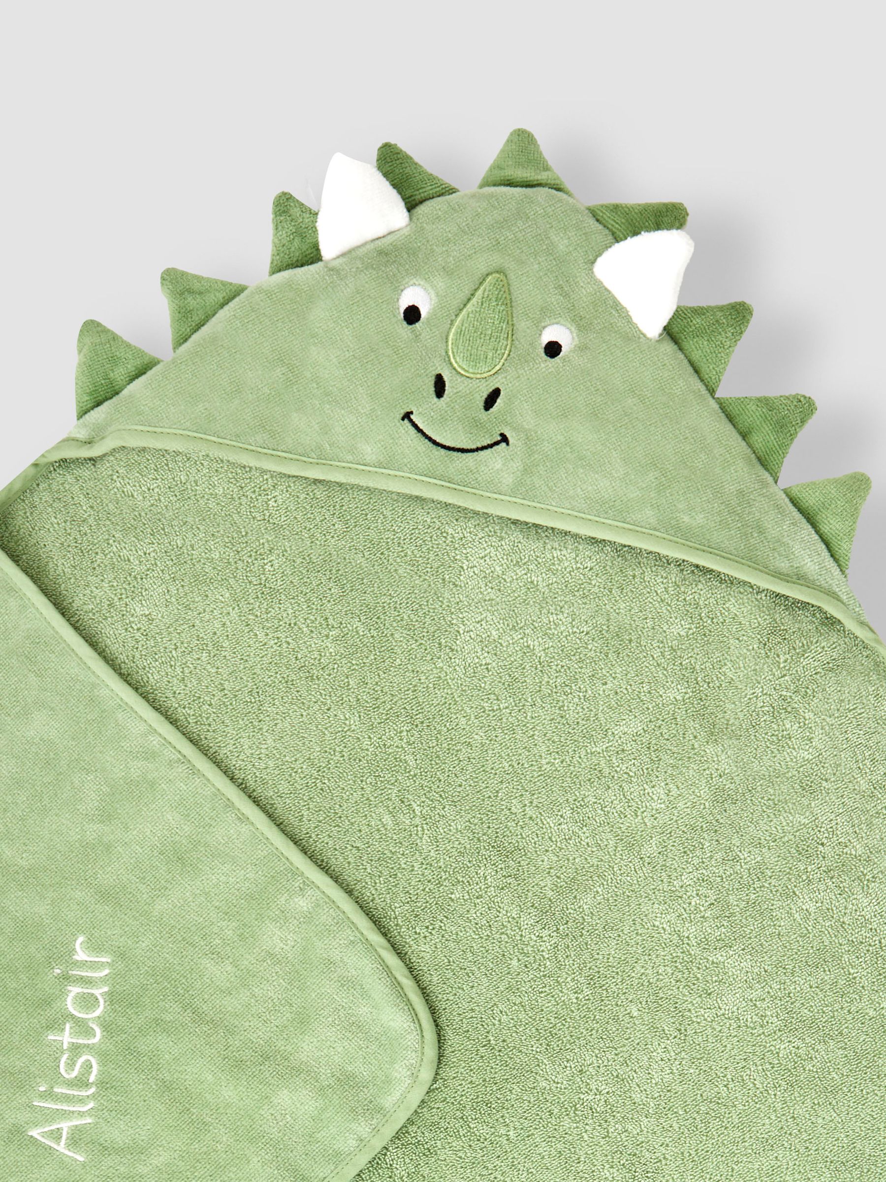 Green Dino Personalised Character Hooded Towel - Image 4 of 7