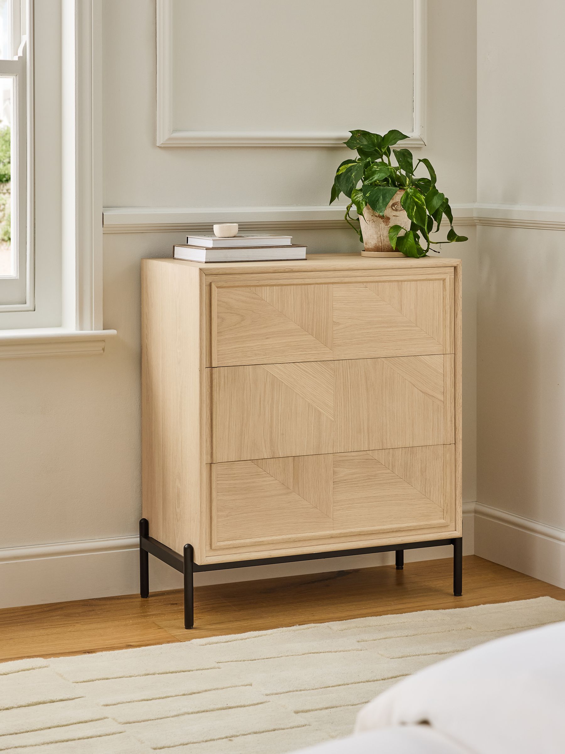 Whitewashed Oak Aden Wide Chest of Drawers - Image 1 of 9