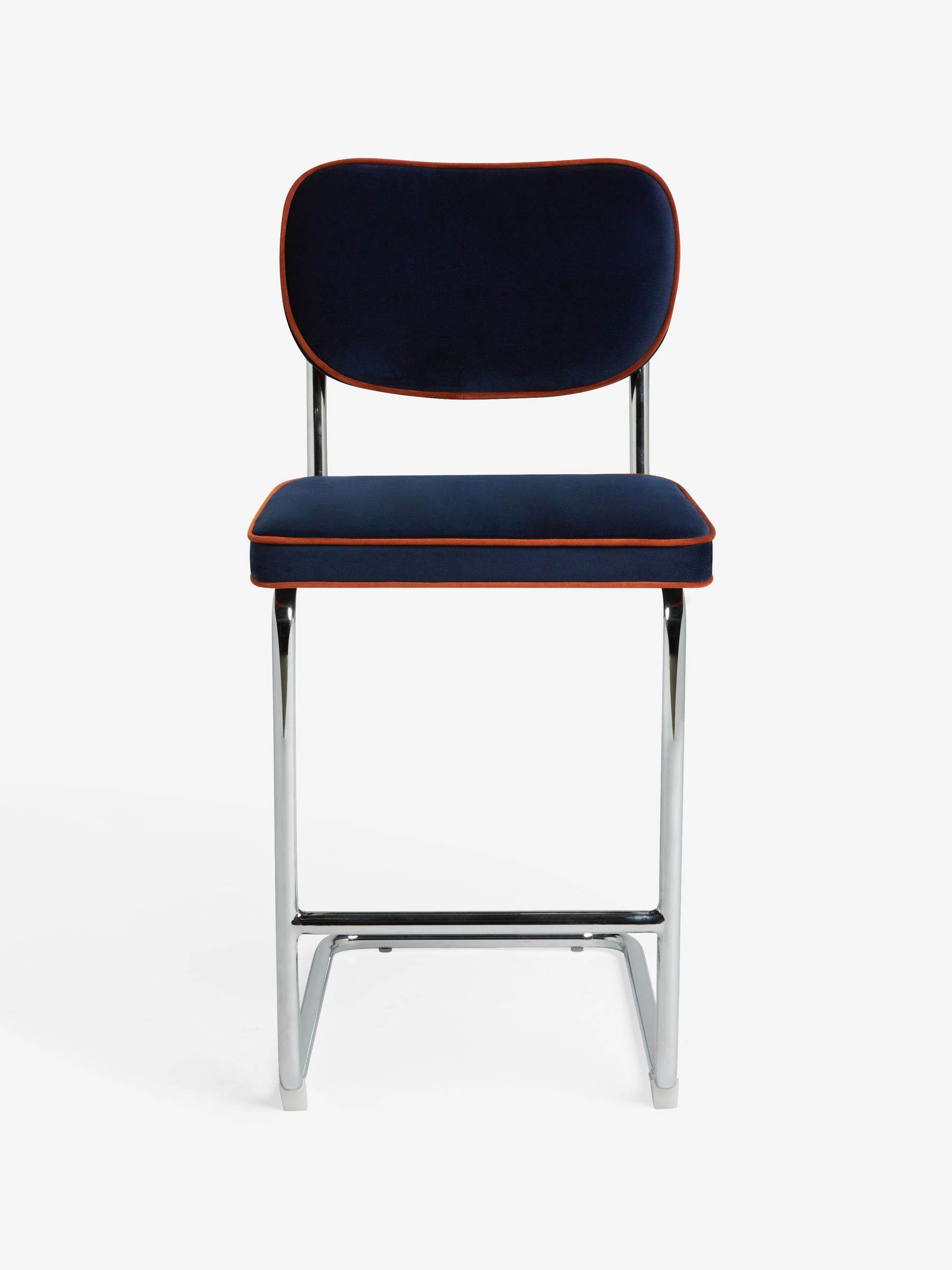 Parker Bar Stool in Dark Blue with Cinnamon Piping - Image 5 of 6