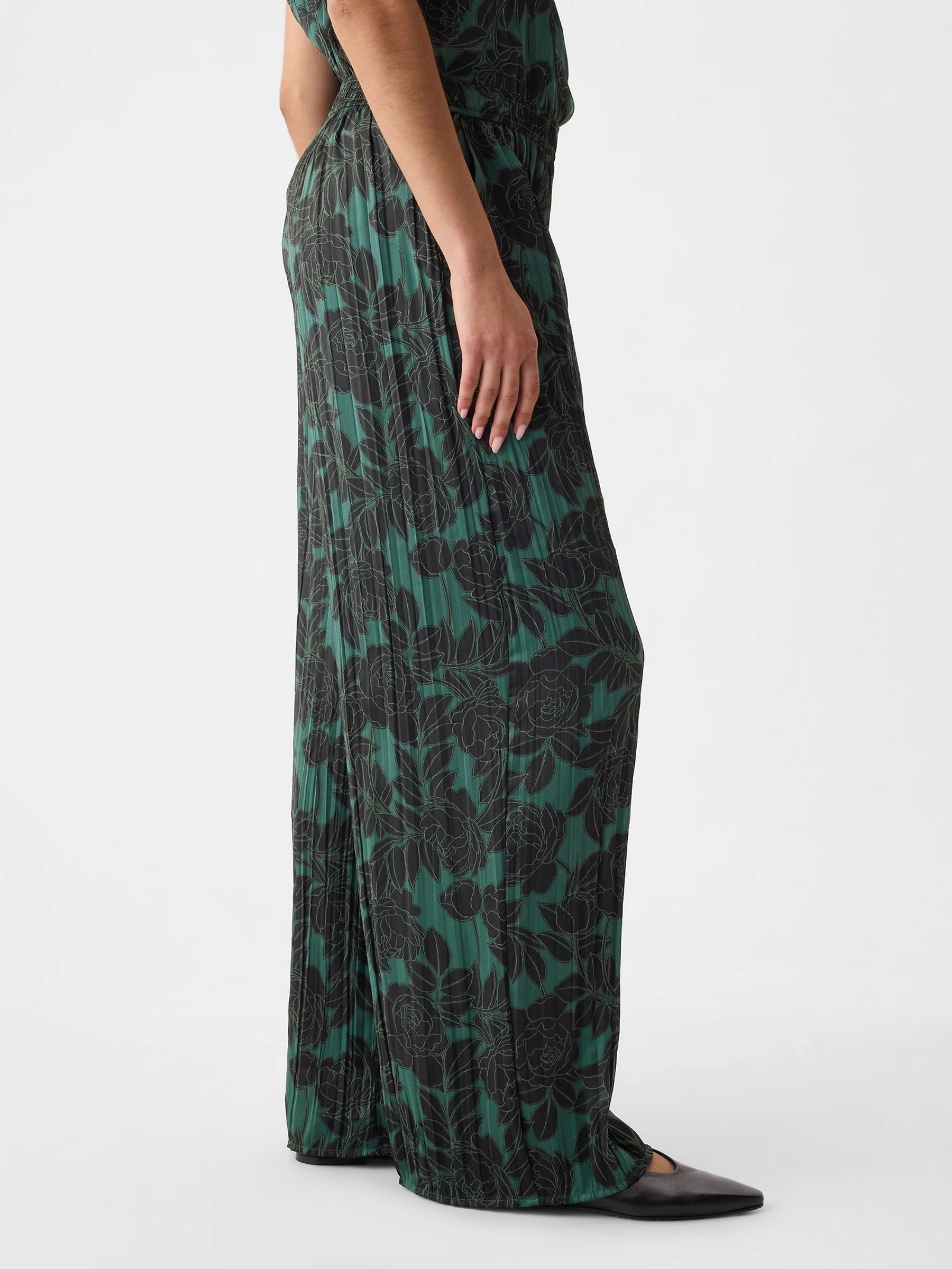 Green Crinkle Texture Satin Trousers - Image 3 of 5