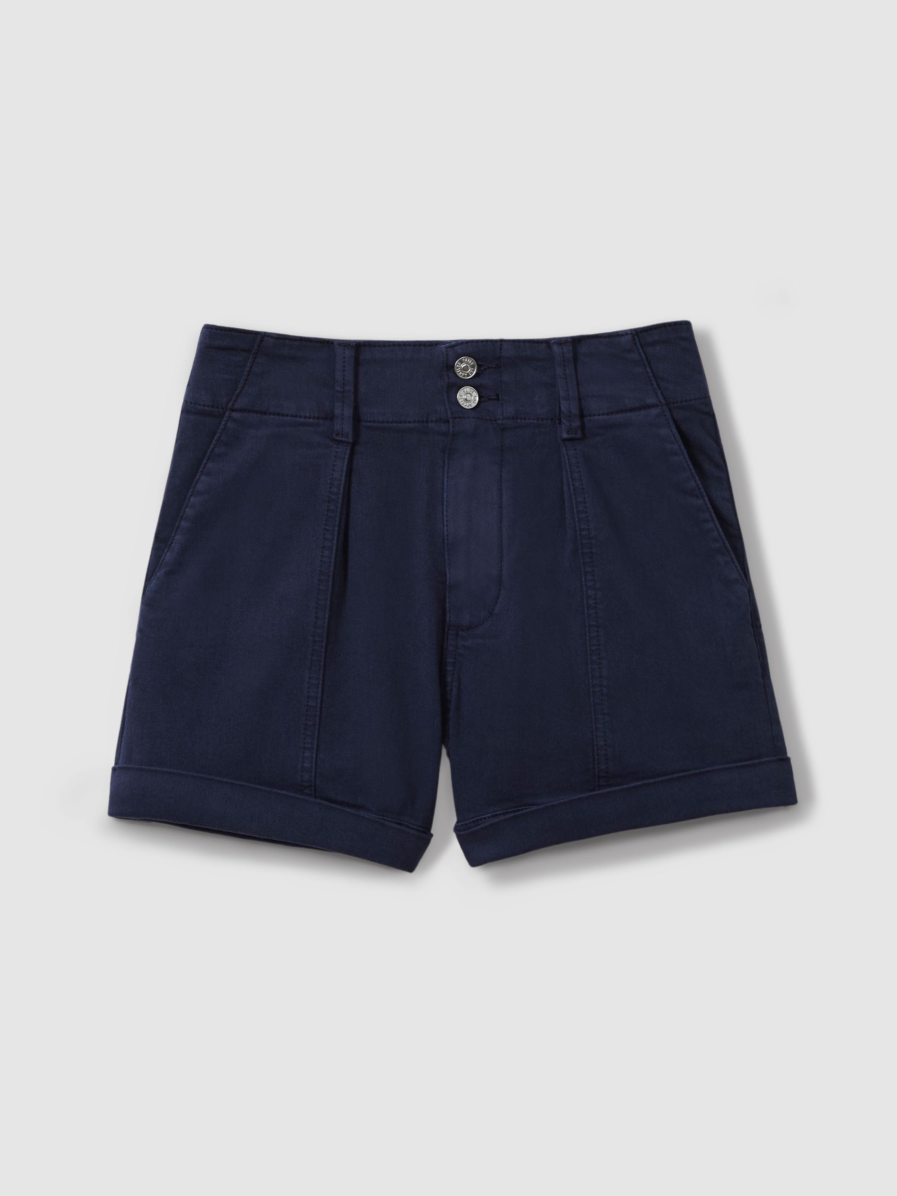 Paige High Rise Shorts With Turned-Up Hems in Navy - Image 2 of 5