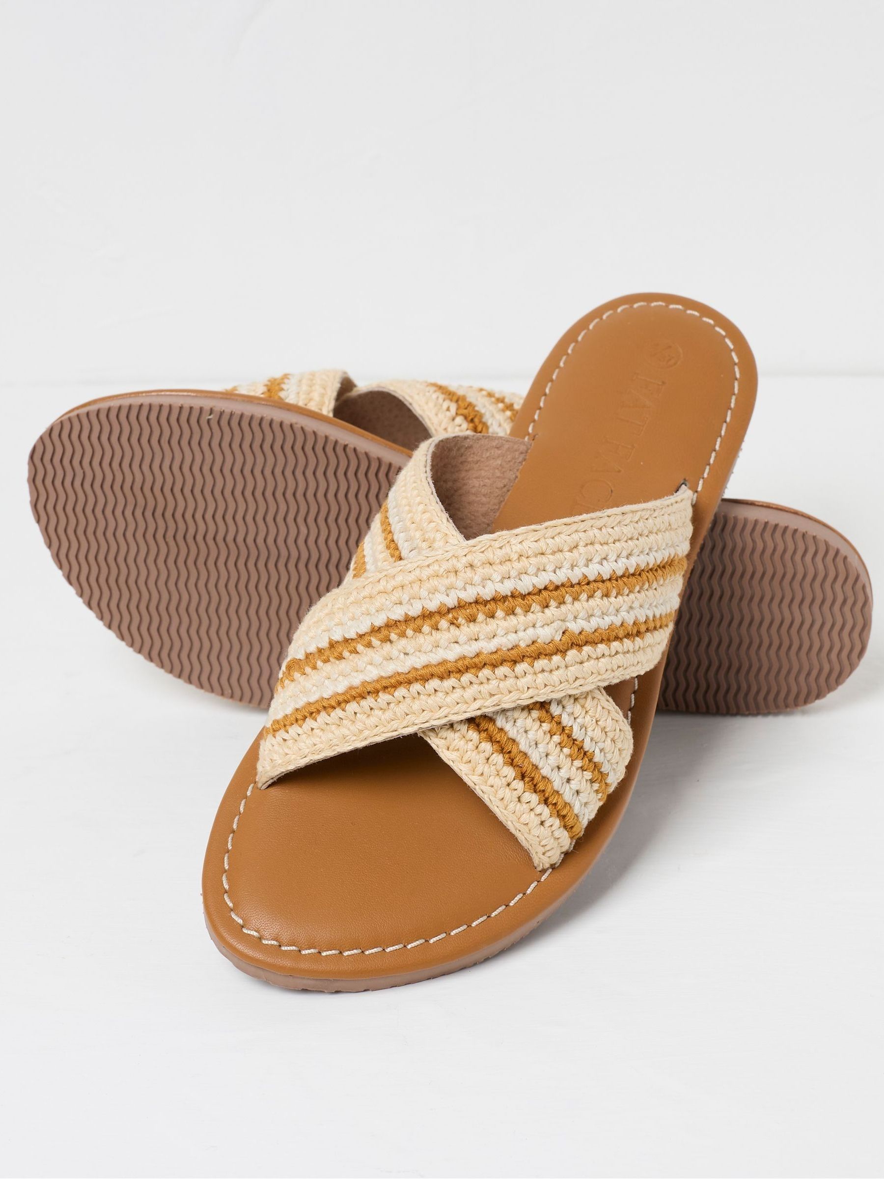 Maeve Natural Cross-Over Macrame Sliders - Image 2 of 3