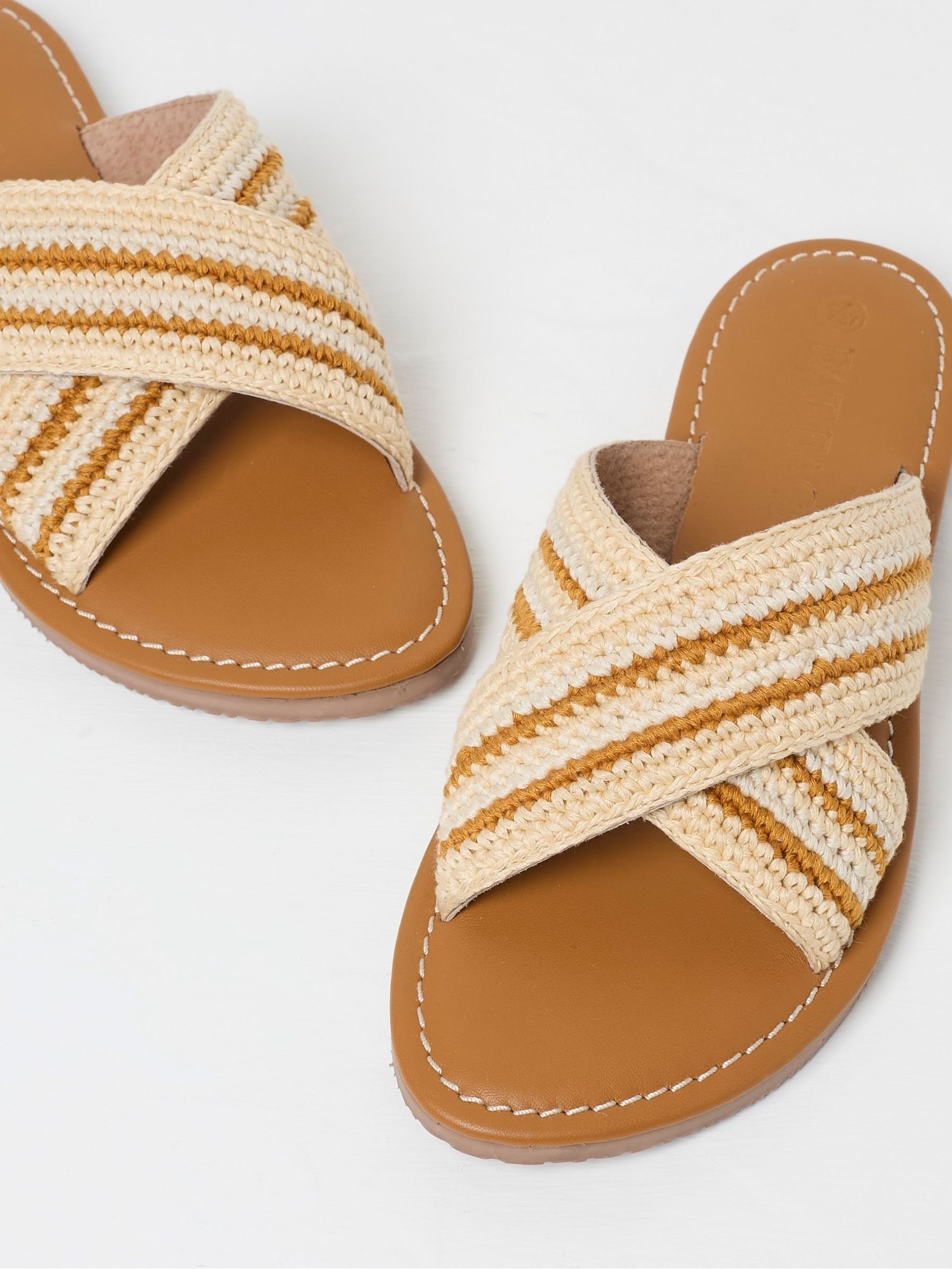 Maeve Natural Cross-Over Macrame Sliders - Image 3 of 3