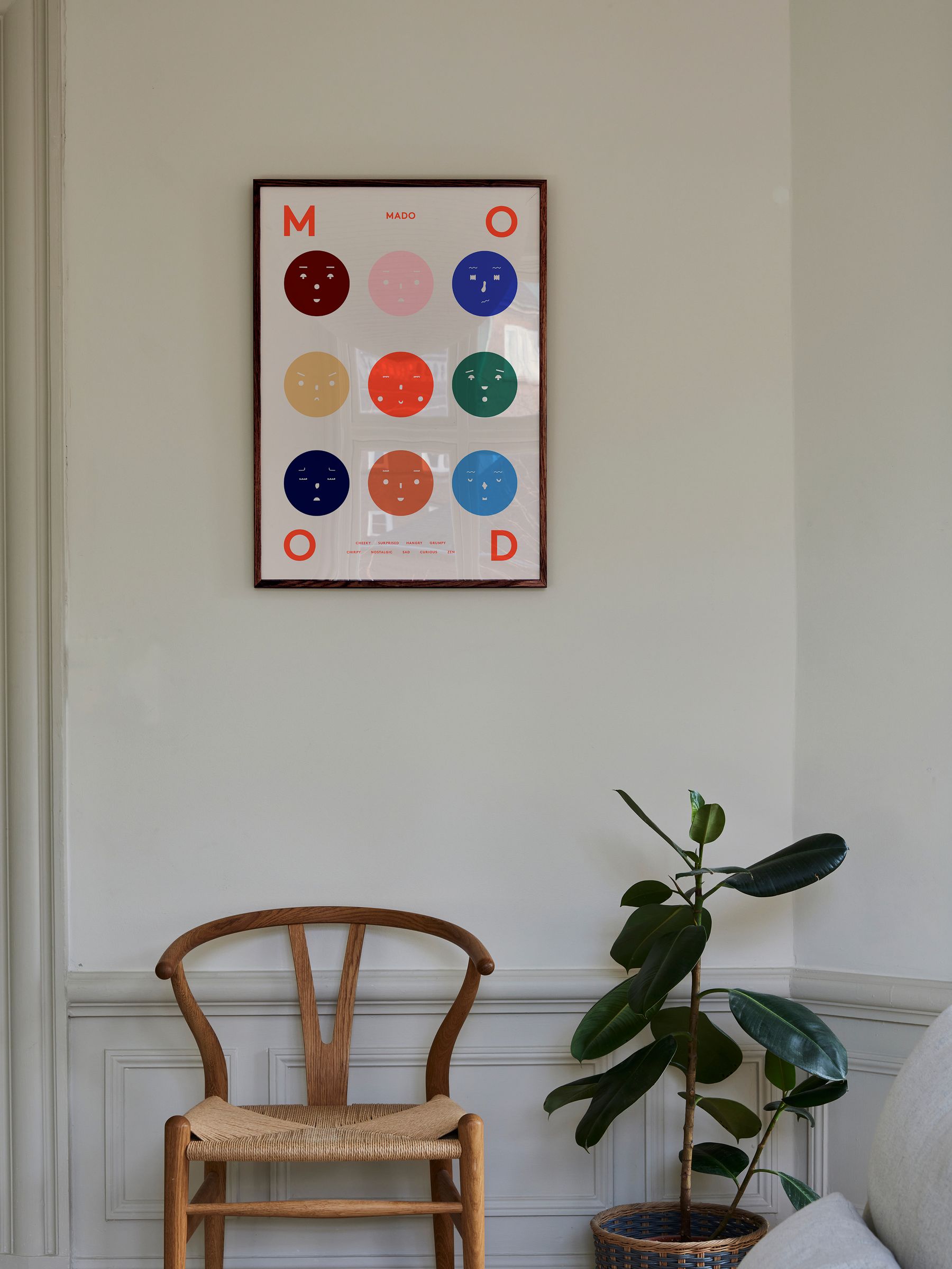 Paper Collective Cream Nine Moods Framed Wall Art Print in Dark Oak Frame - Image 1 of 4
