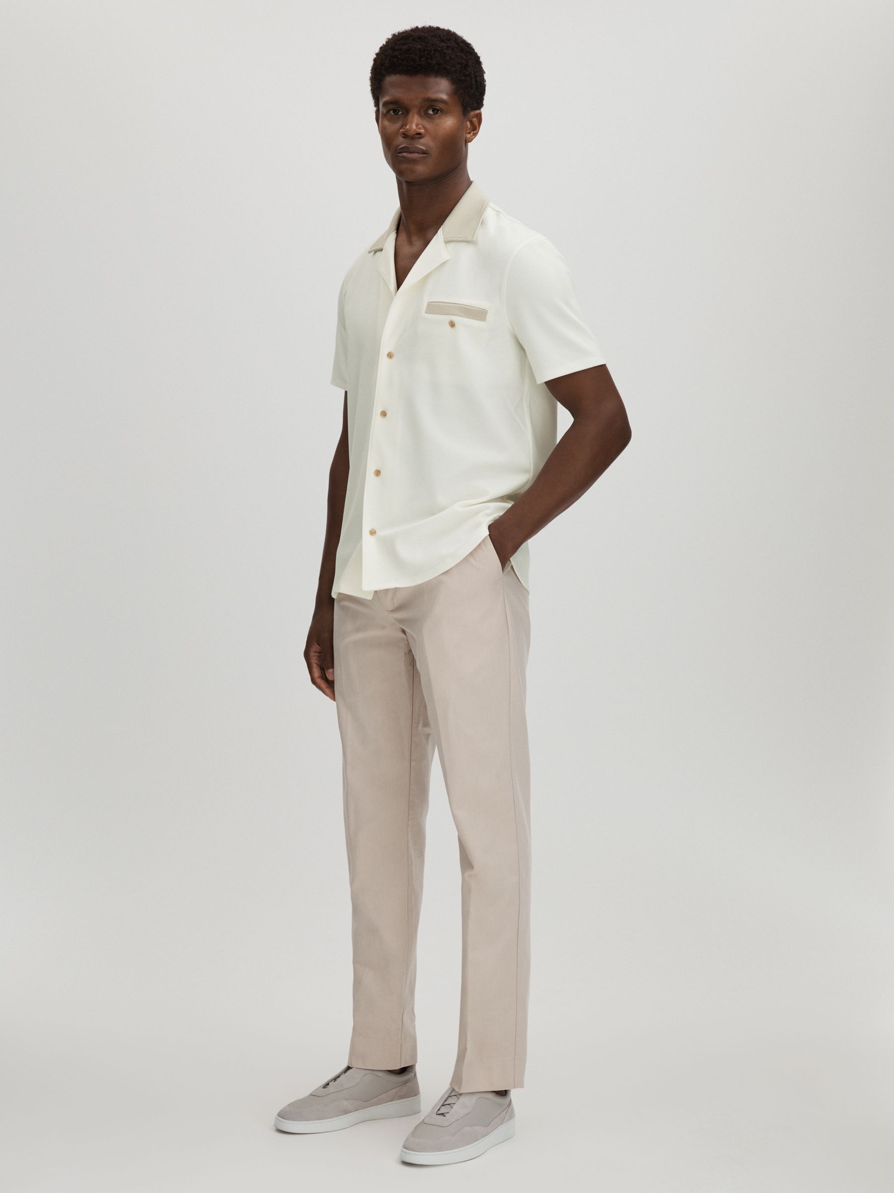 Roan White Paige Knitted Pique Cuban Collar Shirt - Image 3 of 6