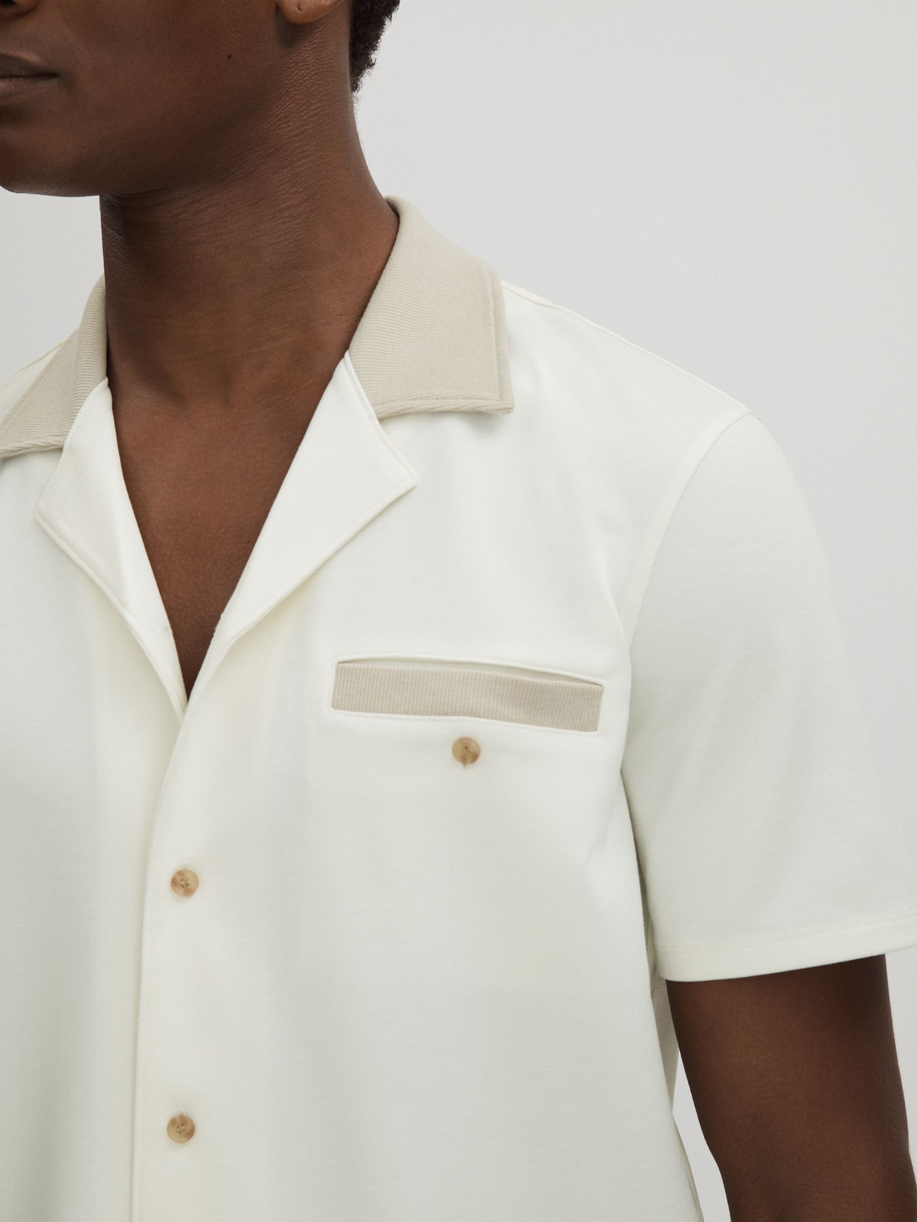 Roan White Paige Knitted Pique Cuban Collar Shirt - Image 4 of 6