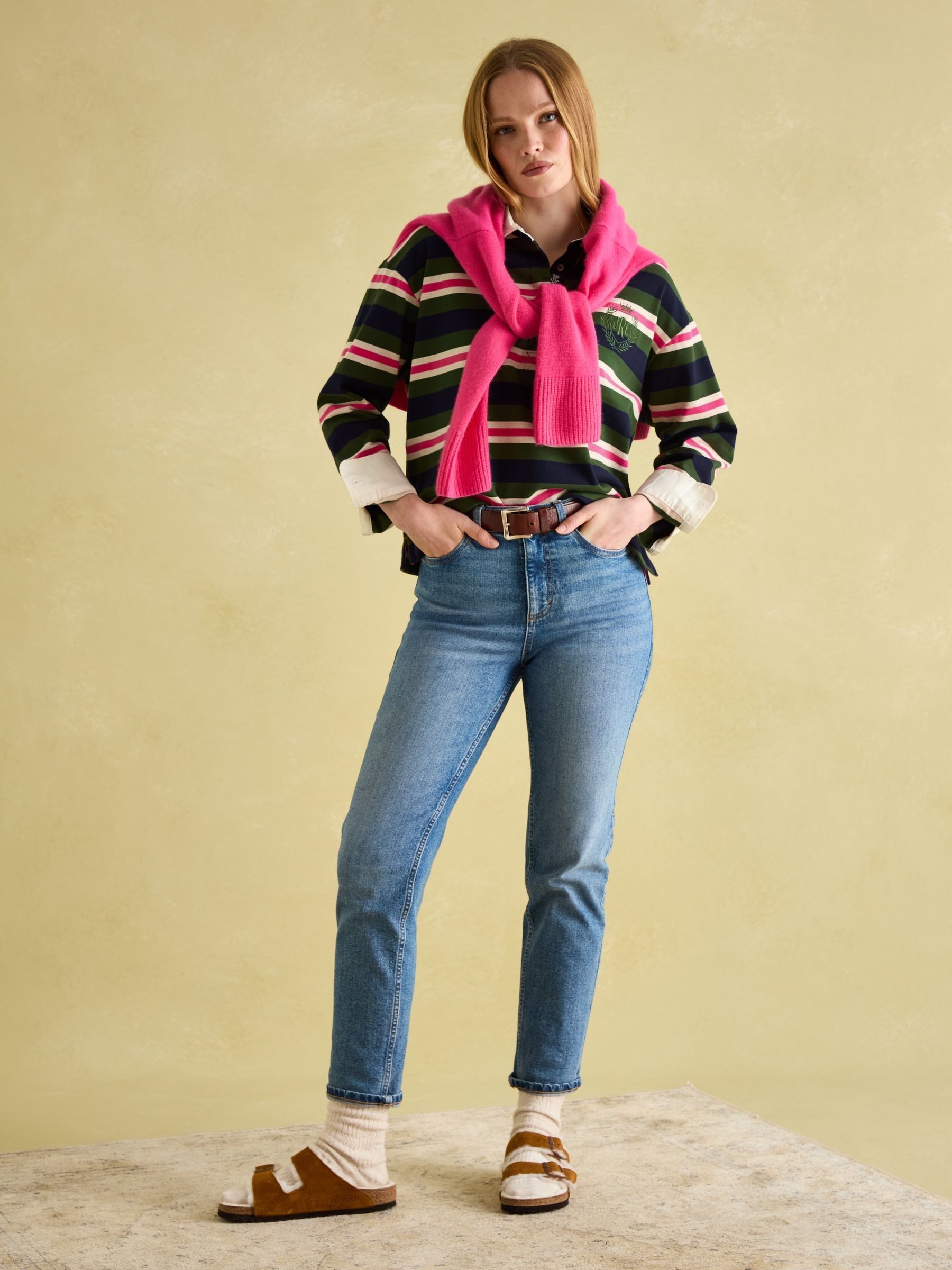 Lara Green/Pink Boxy Fit Rugby Shirt - Image 5 of 8