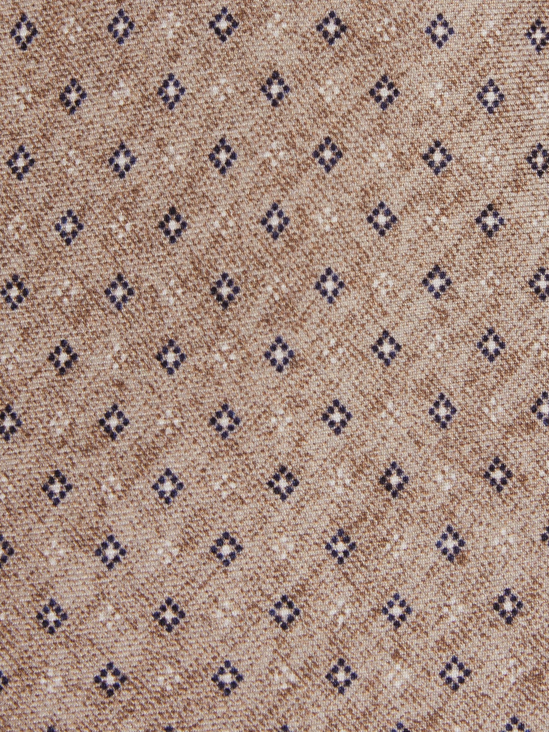 Silk Geometric Print Tie in Oatmeal - Image 4 of 4