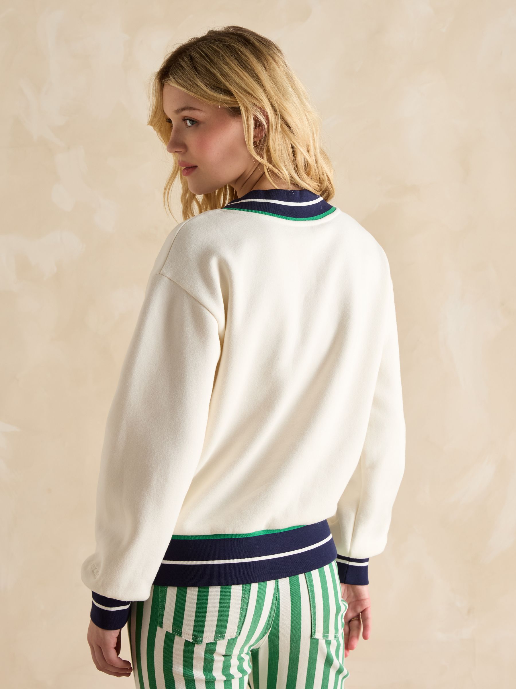 Varsity Cream Embroidered Sweatshirt - Image 2 of 9