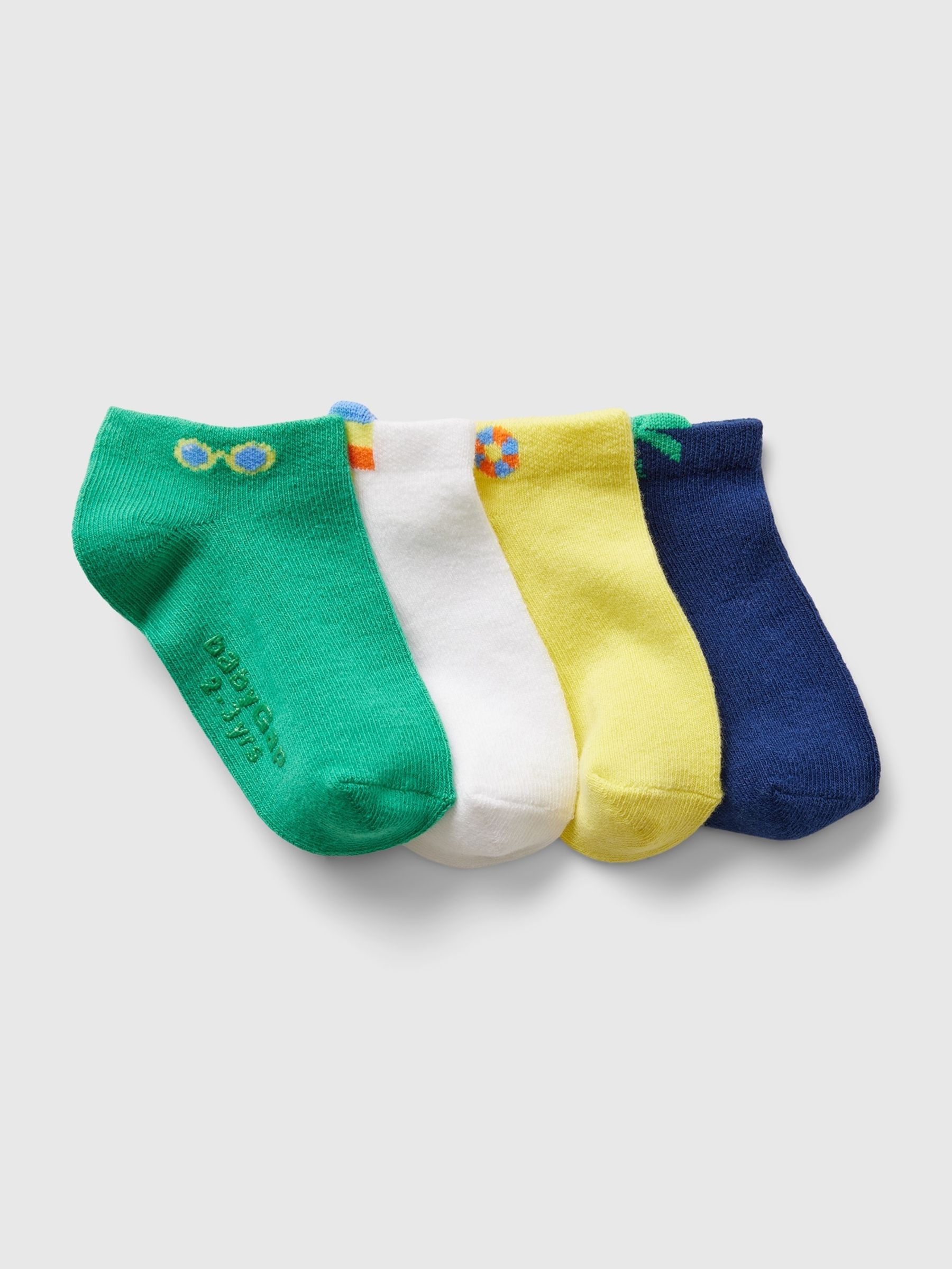 Green Toddler Print Crew Socks 4 Pack - Image 1 of 1