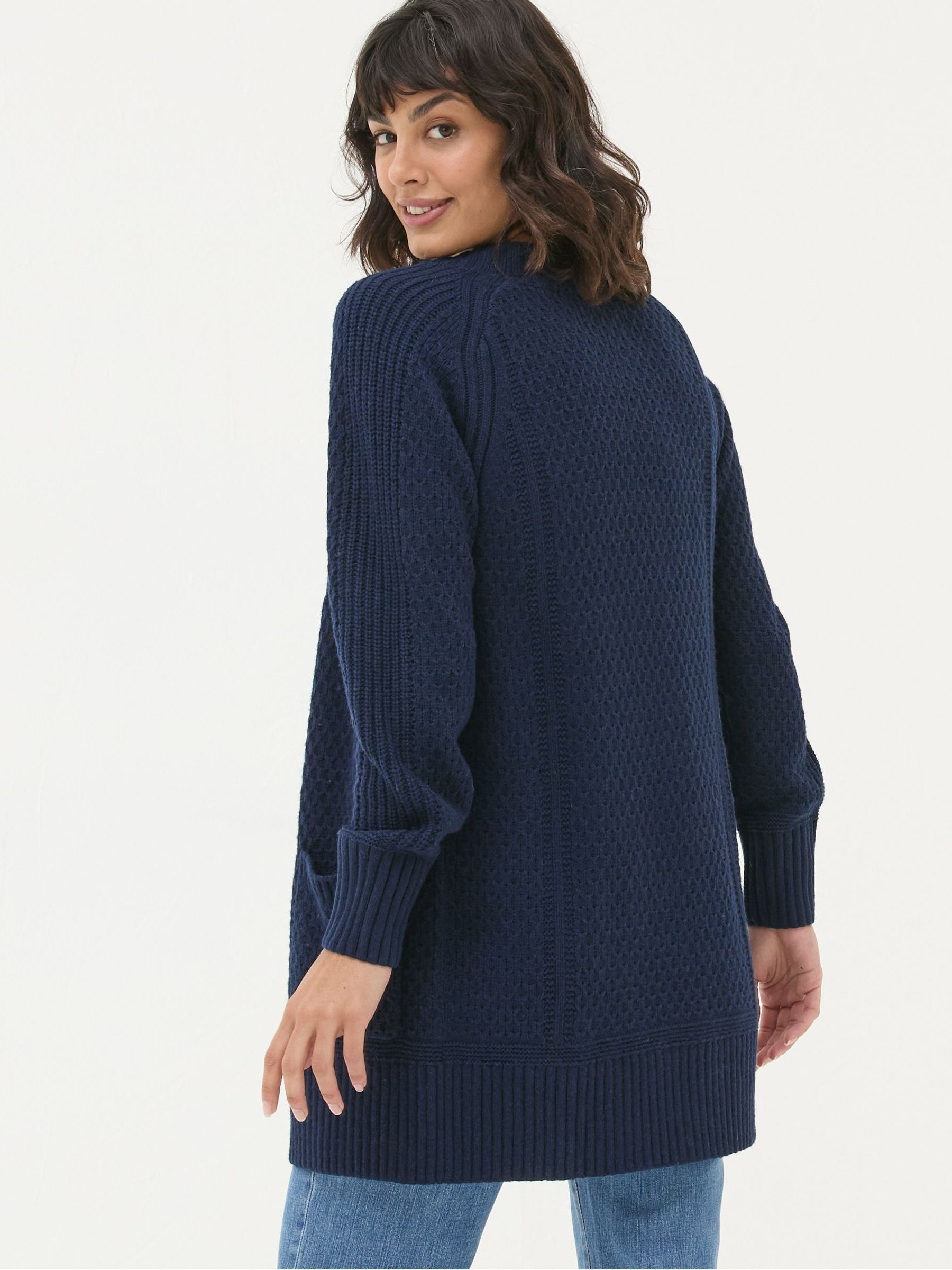 Navy Hannah Textured Knitted Cardigan - Image 2 of 5
