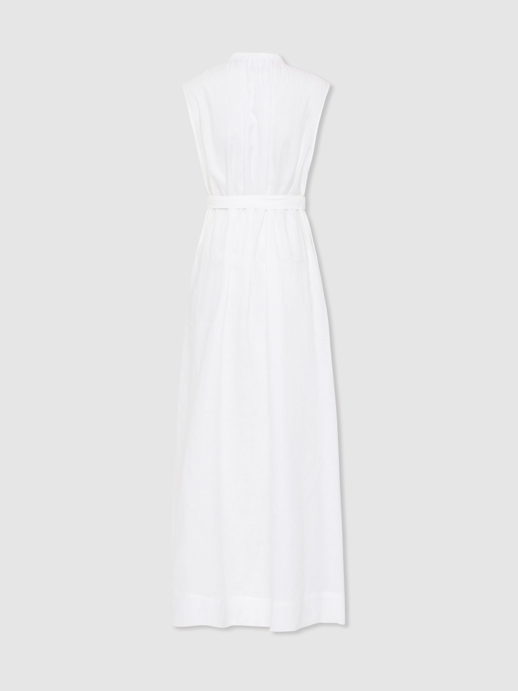 Bondi Born Linen Belted Midi Dress in White - Image 2 of 5