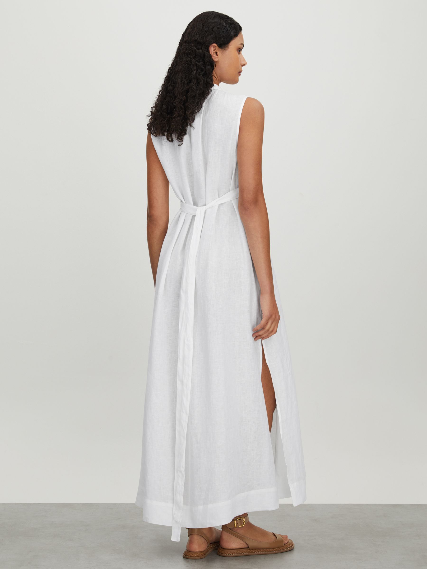 Bondi Born Linen Belted Midi Dress in White - Image 4 of 5