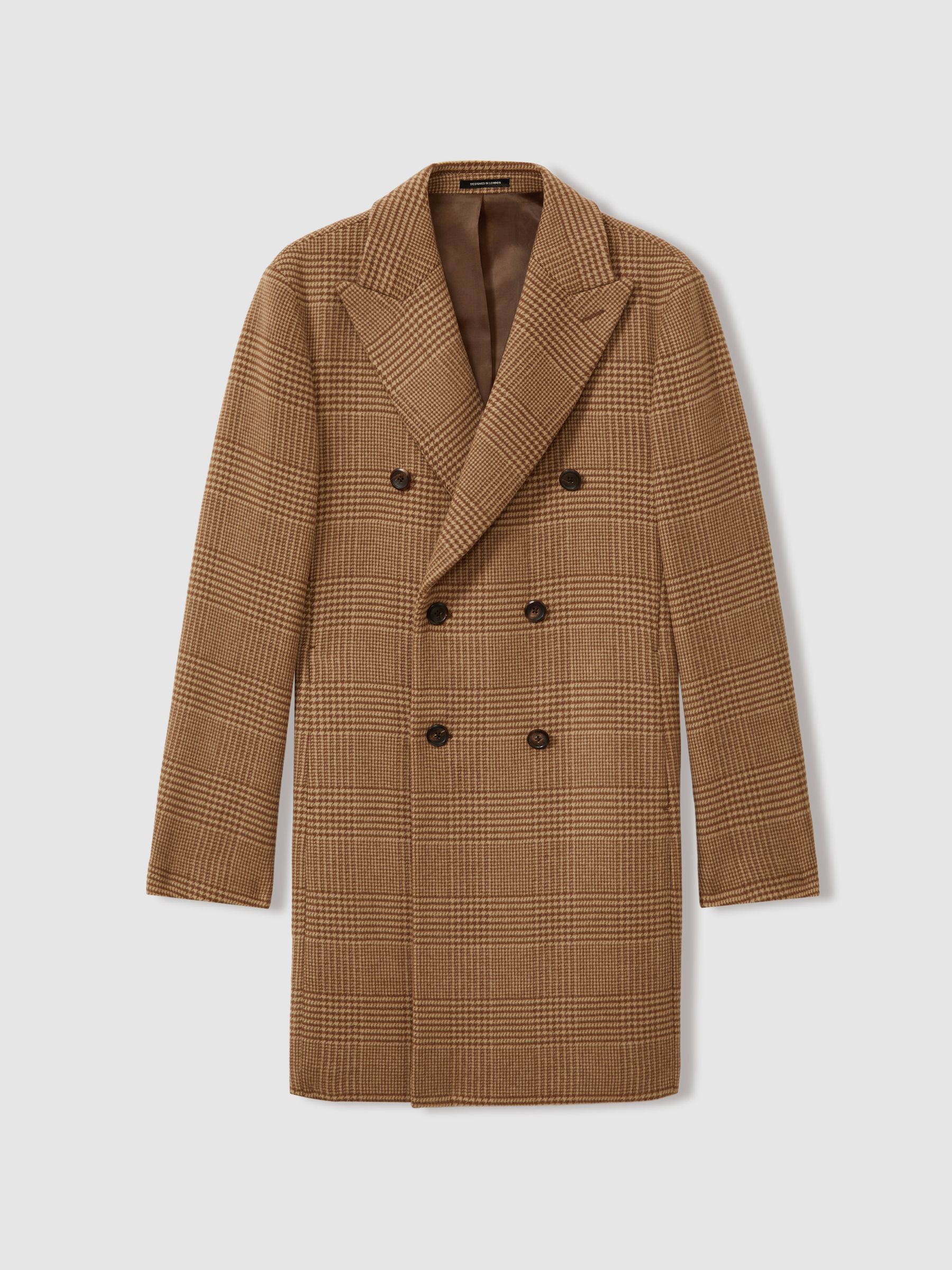 Reiss Rimini Camel Wool Blend Double Breasted Overcoat | REISS