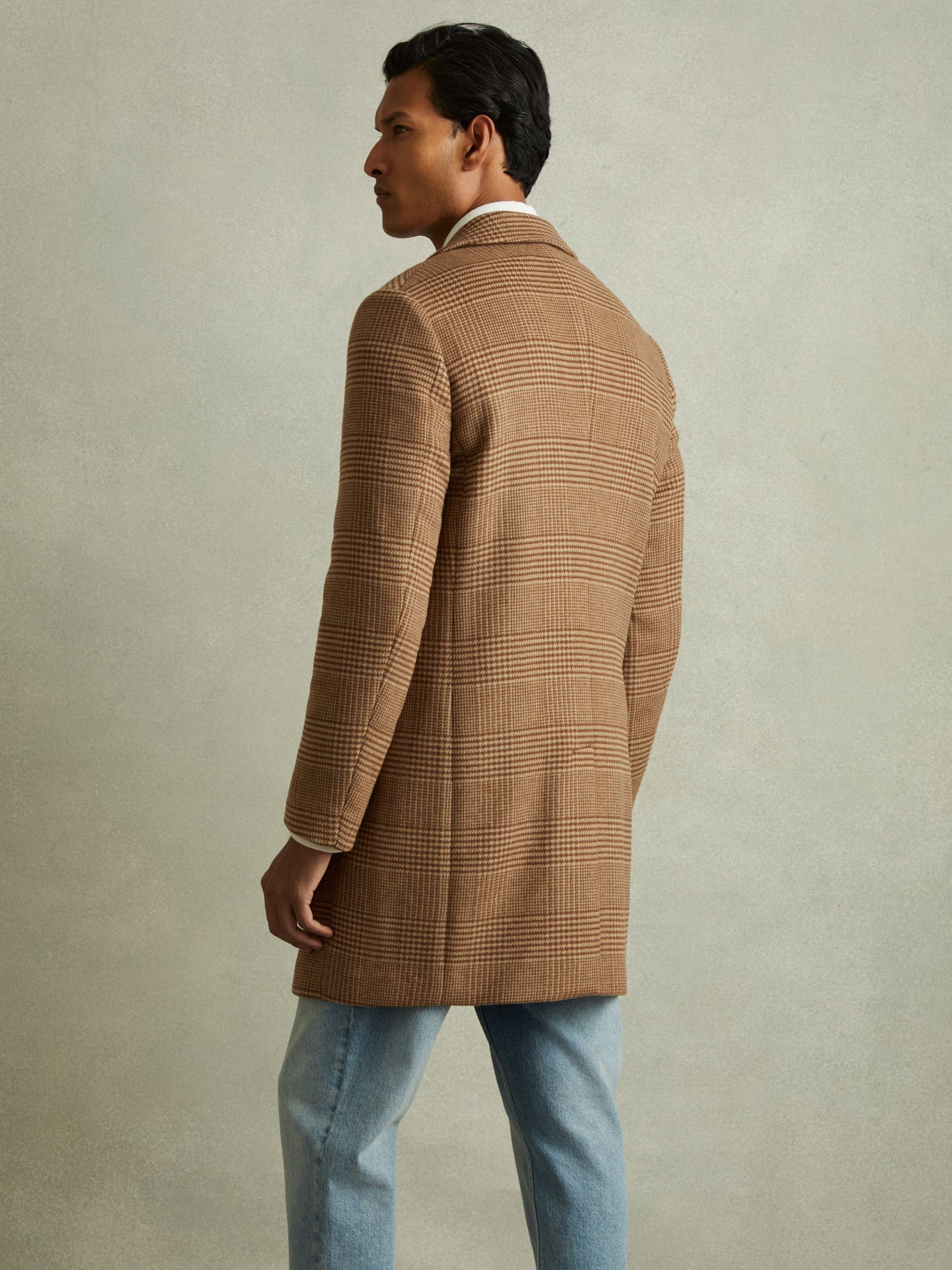 Reiss Rimini Camel Wool Blend Double Breasted Overcoat | REISS