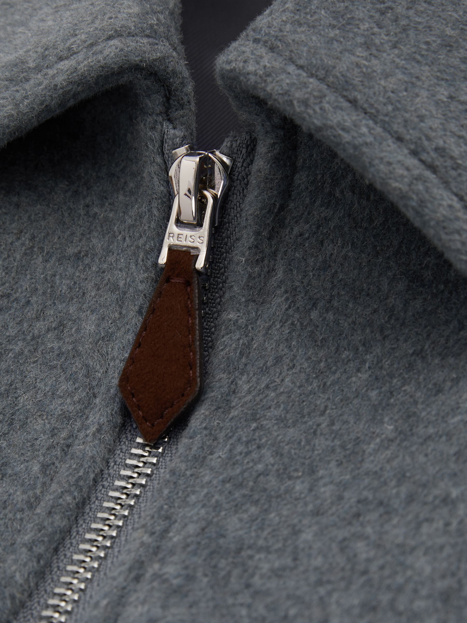 Zip-Through Trucker Jacket with Wool in Sky Blue Melange - Image 5 of 5