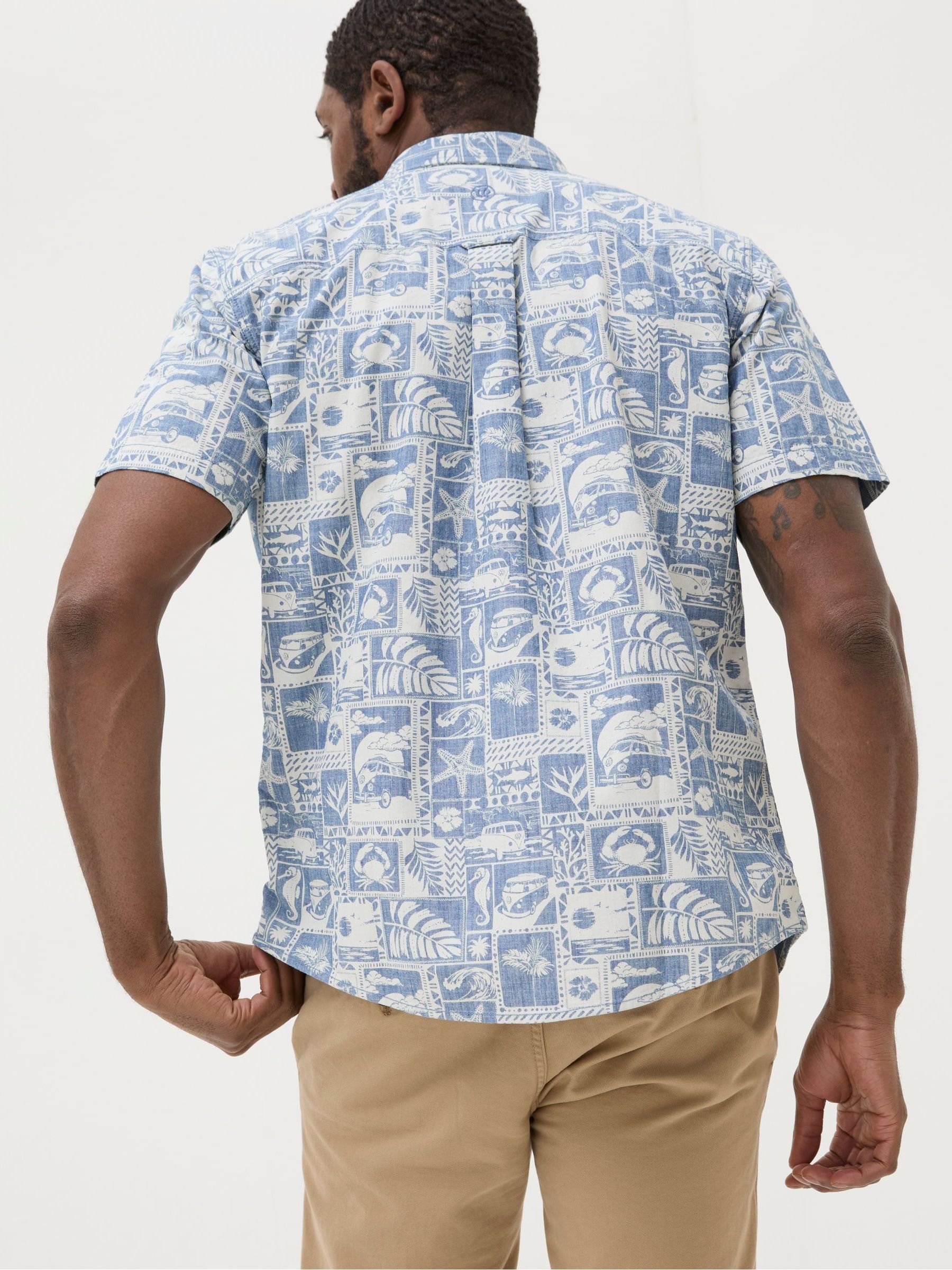 Blue Short Sleeve Tile Print Shirt - Image 2 of 4