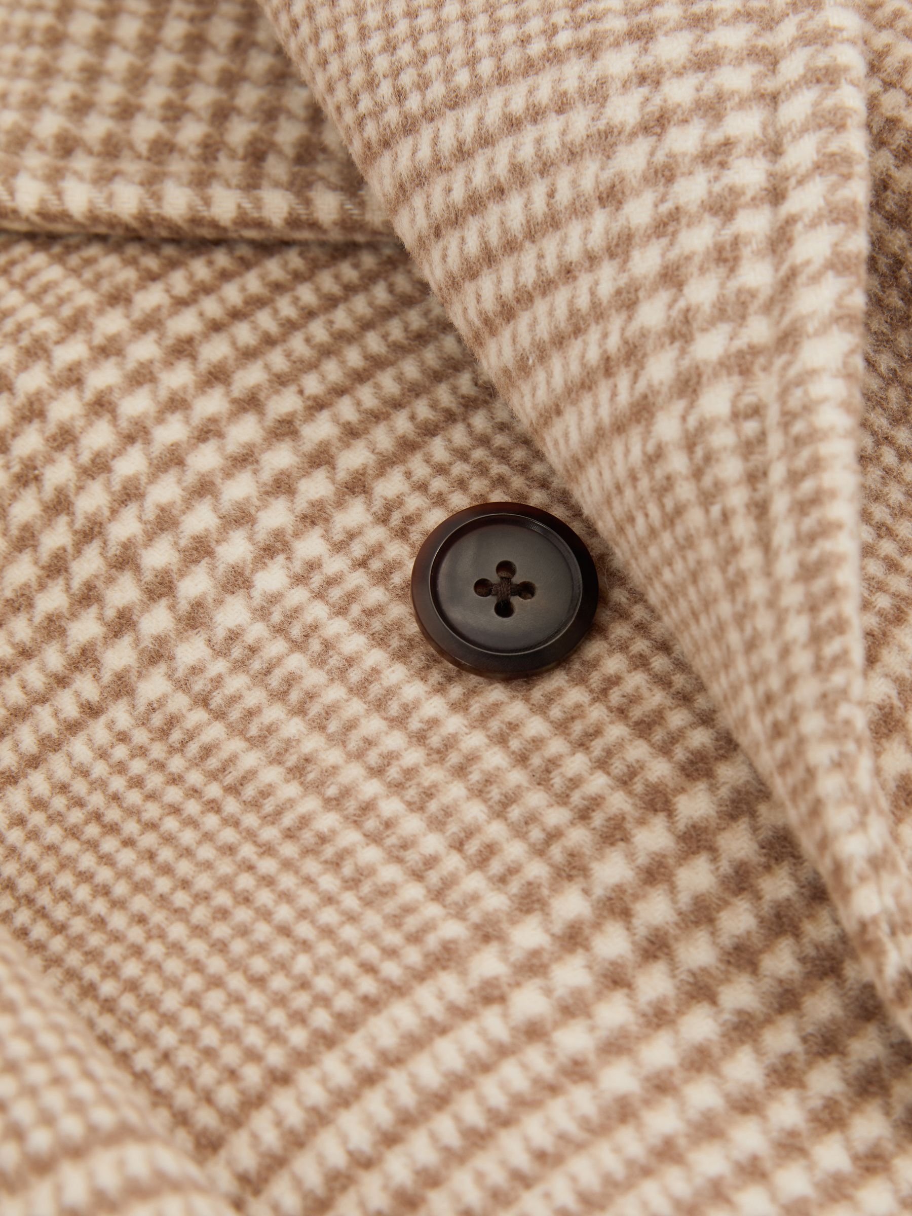 Wool Blend Double Breasted Peacoat in Oatmeal Check - Image 6 of 6