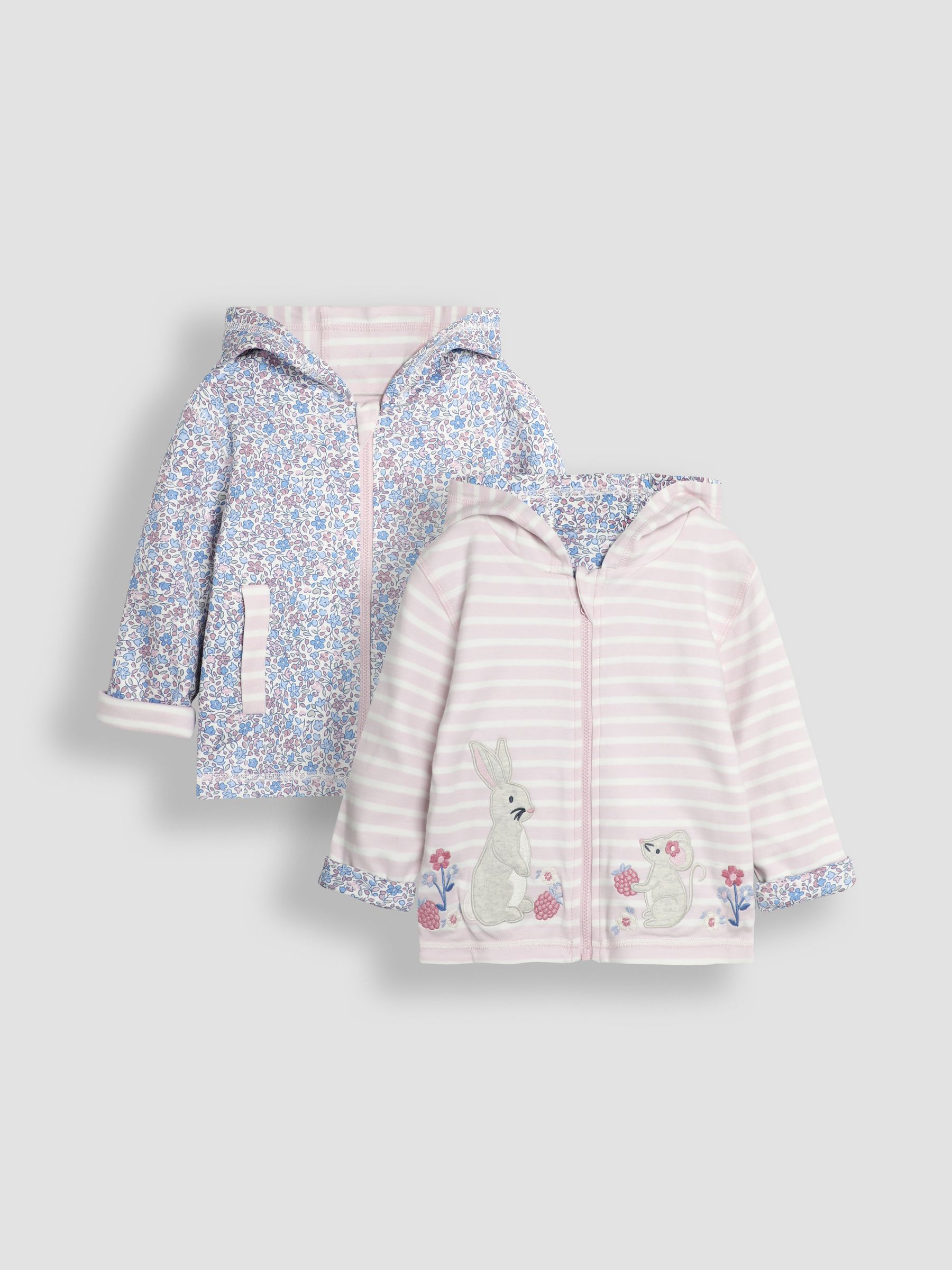 Pink Bunny & Mouse Appliqué Reversible Hoodie - Image 1 of 8