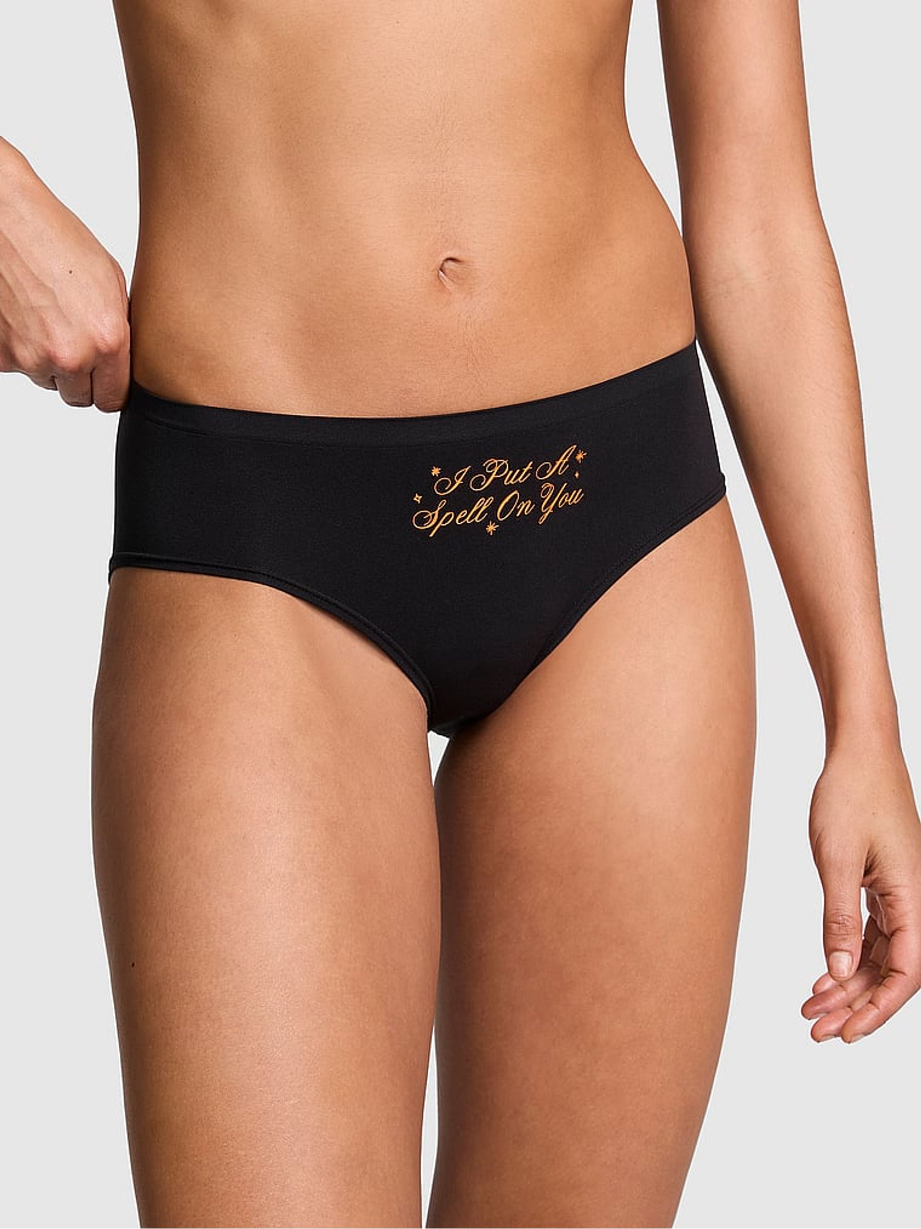 Black With Orange Graphic Hipster Knickers - Image 1 of 3
