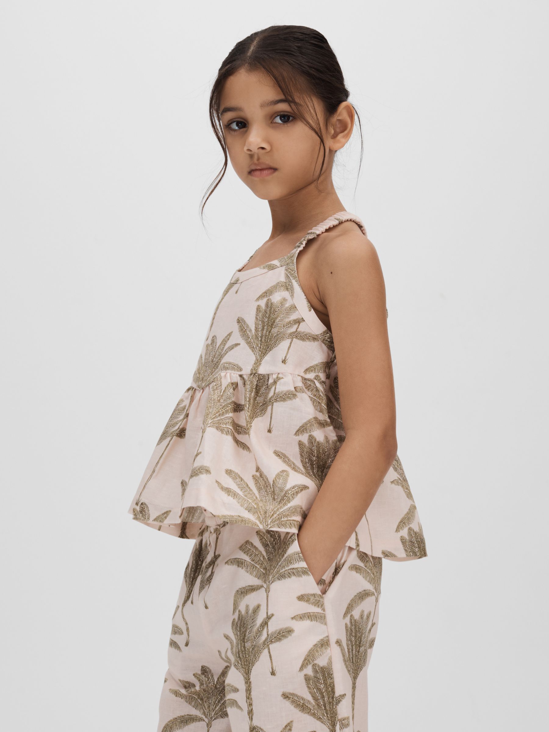 9-13 yrs Linen-Cotton Peplum Top in Neutral - Image 1 of 4