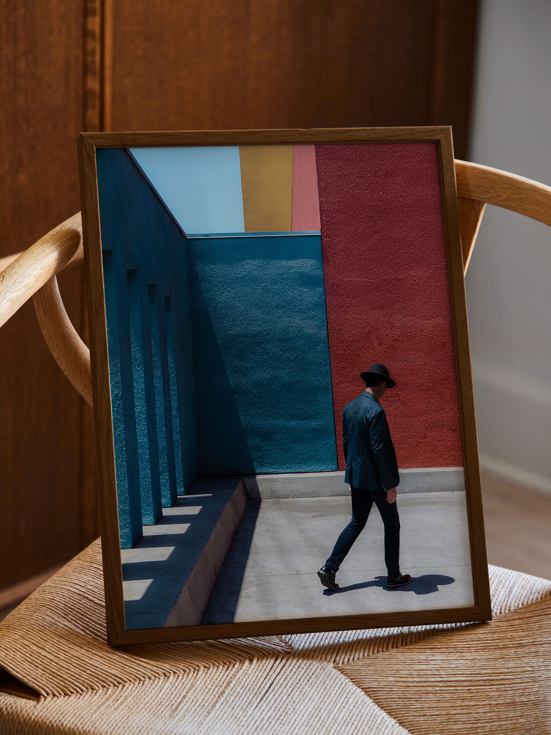 Paper Collective Blue Primary Spaces Framed Wall Art Print in Dark Oak Frame - Image 4 of 4