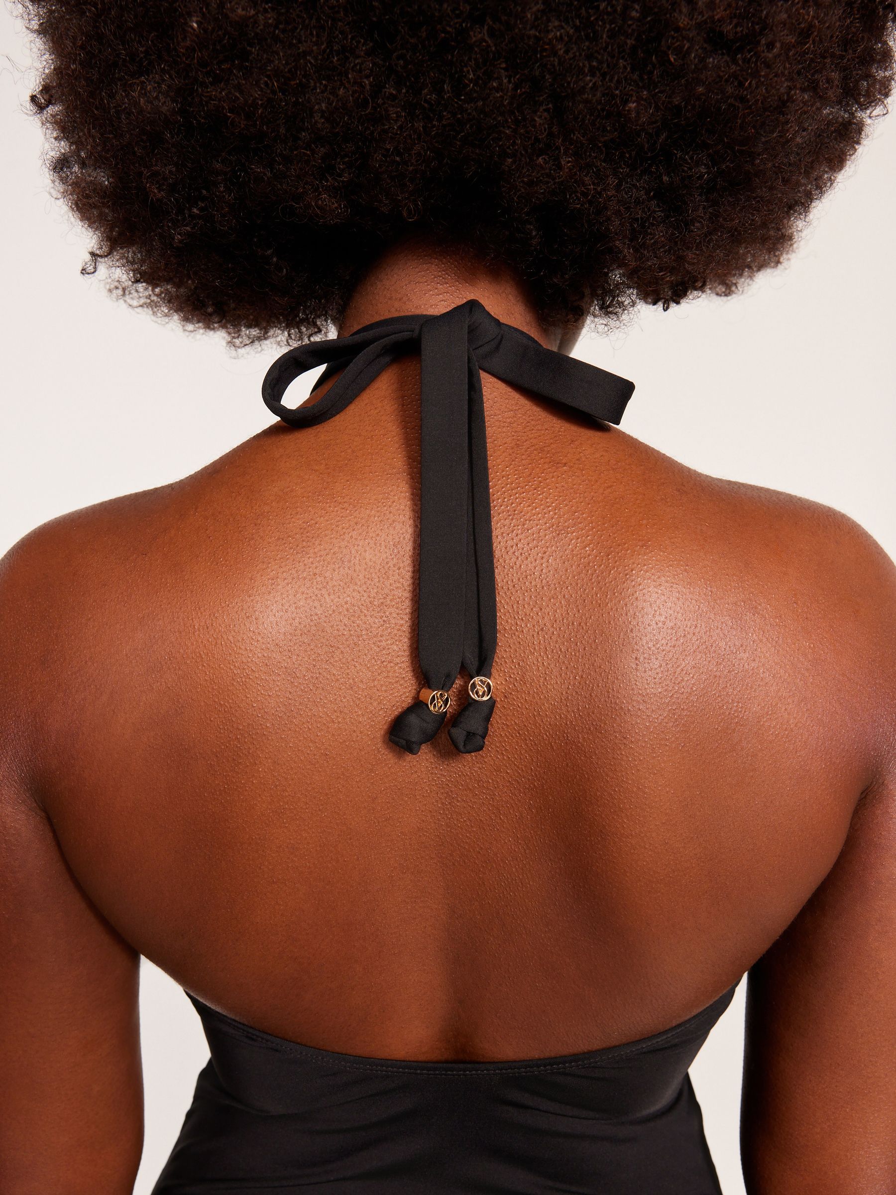 Black Logo Hardware Tummy Control Bandeau Swimsuit - Image 4 of 5