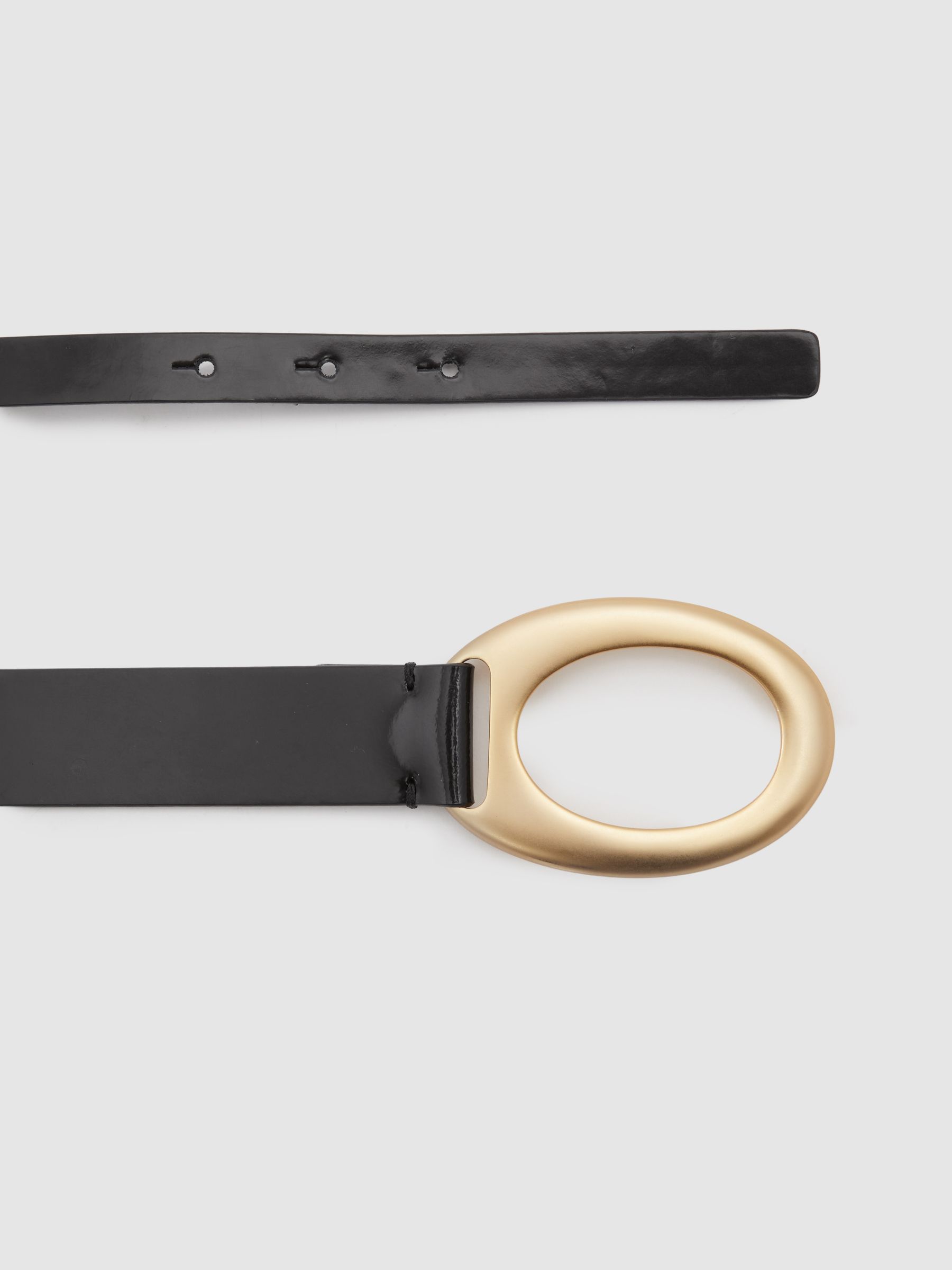 Asymmetric Patent Leather Belt in Black - Image 3 of 4