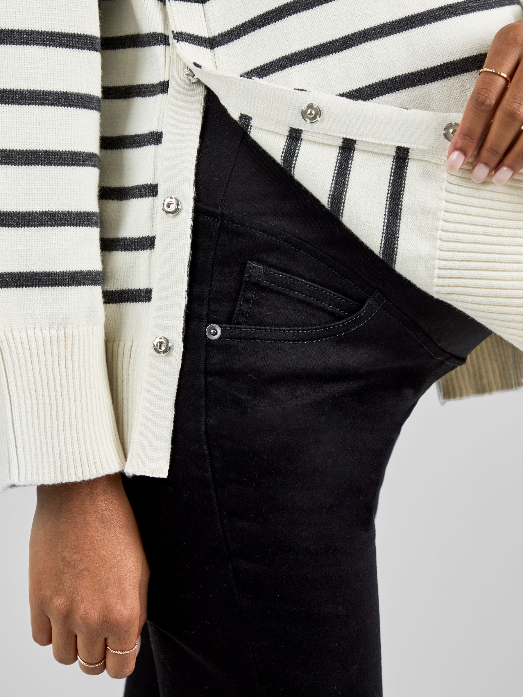 Cream Maternity & Nursing Stripe Side Buttoned Jumper - Image 4 of 4