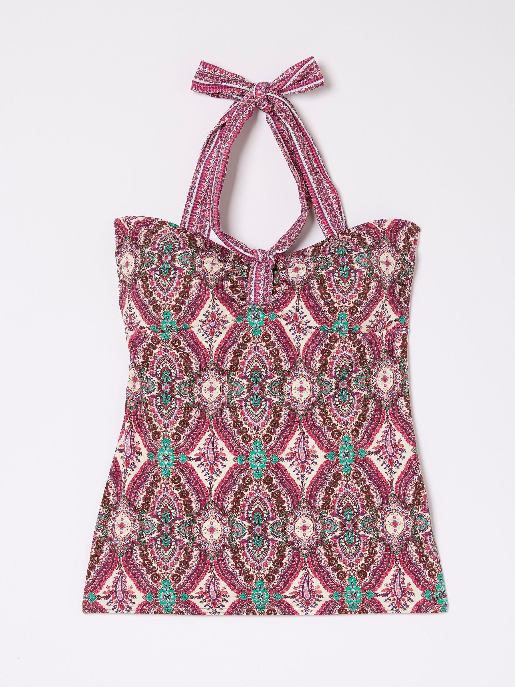 Jorja Pink Detail Paisley Tankini Top - Image 4 of 4