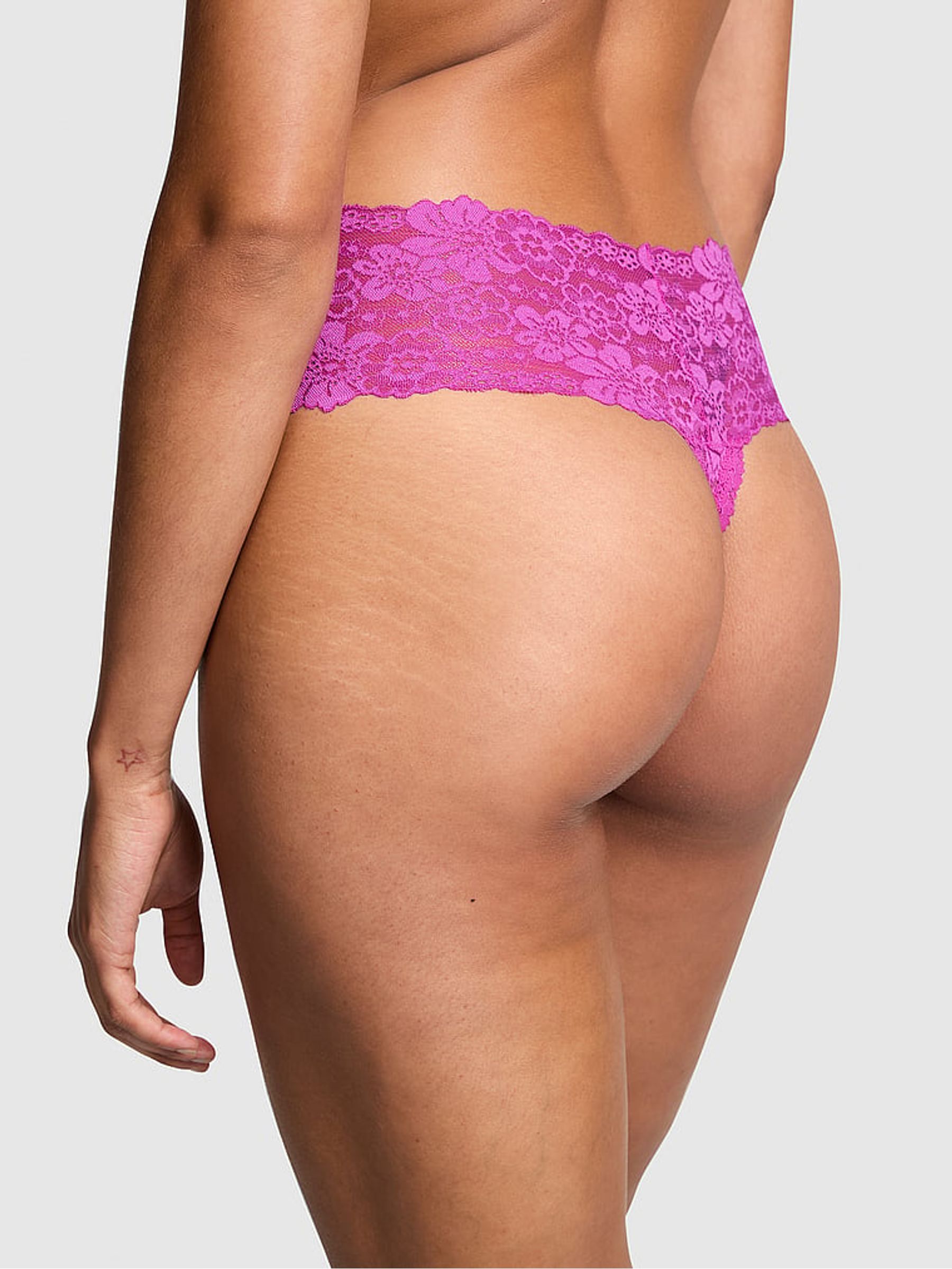 Berry Bliss Purple Hipster Thong Floral Lace Knickers - Image 2 of 3