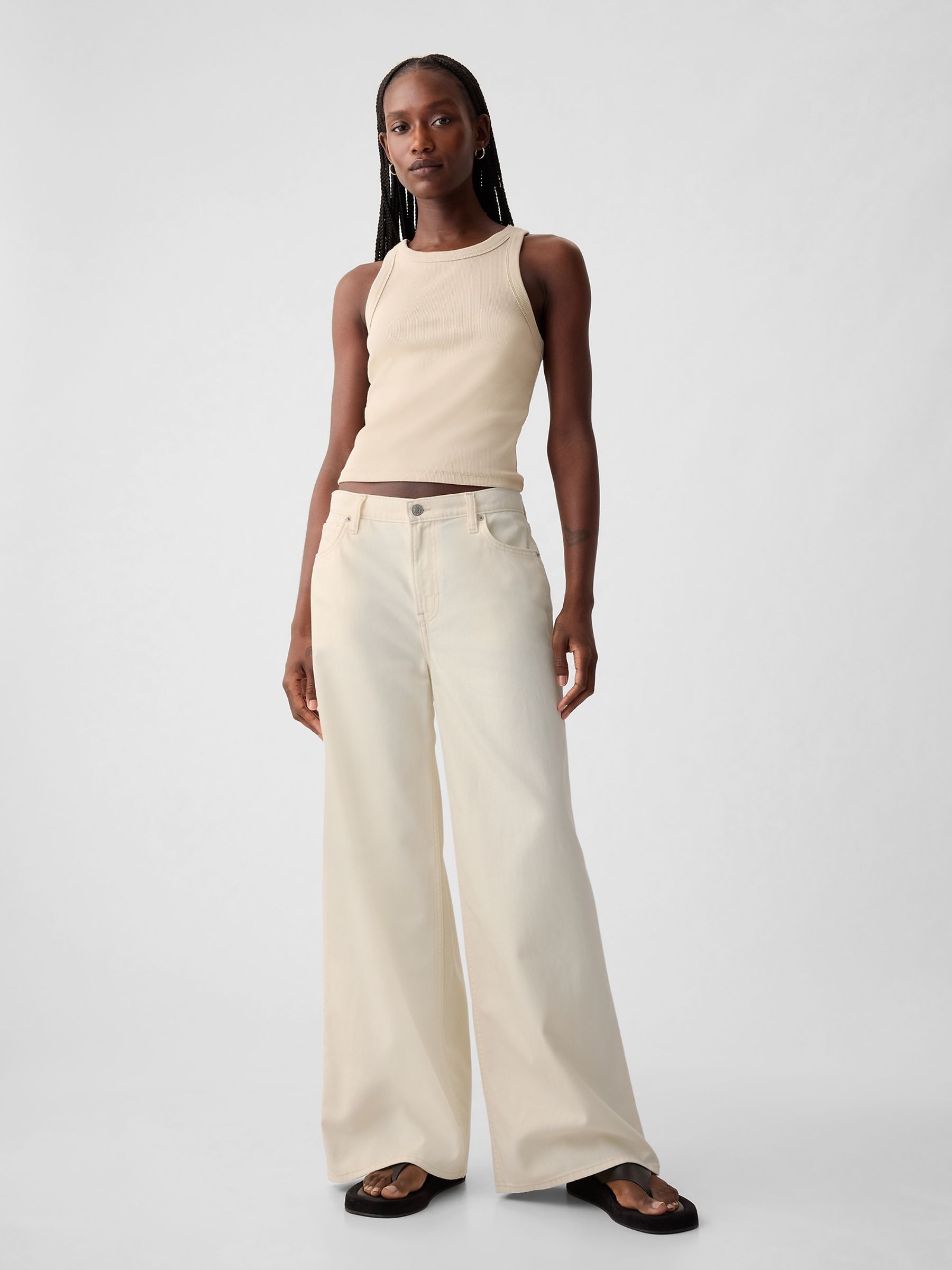 Cream Mid Rise UltraSoft Baggy Jeans - Image 5 of 6