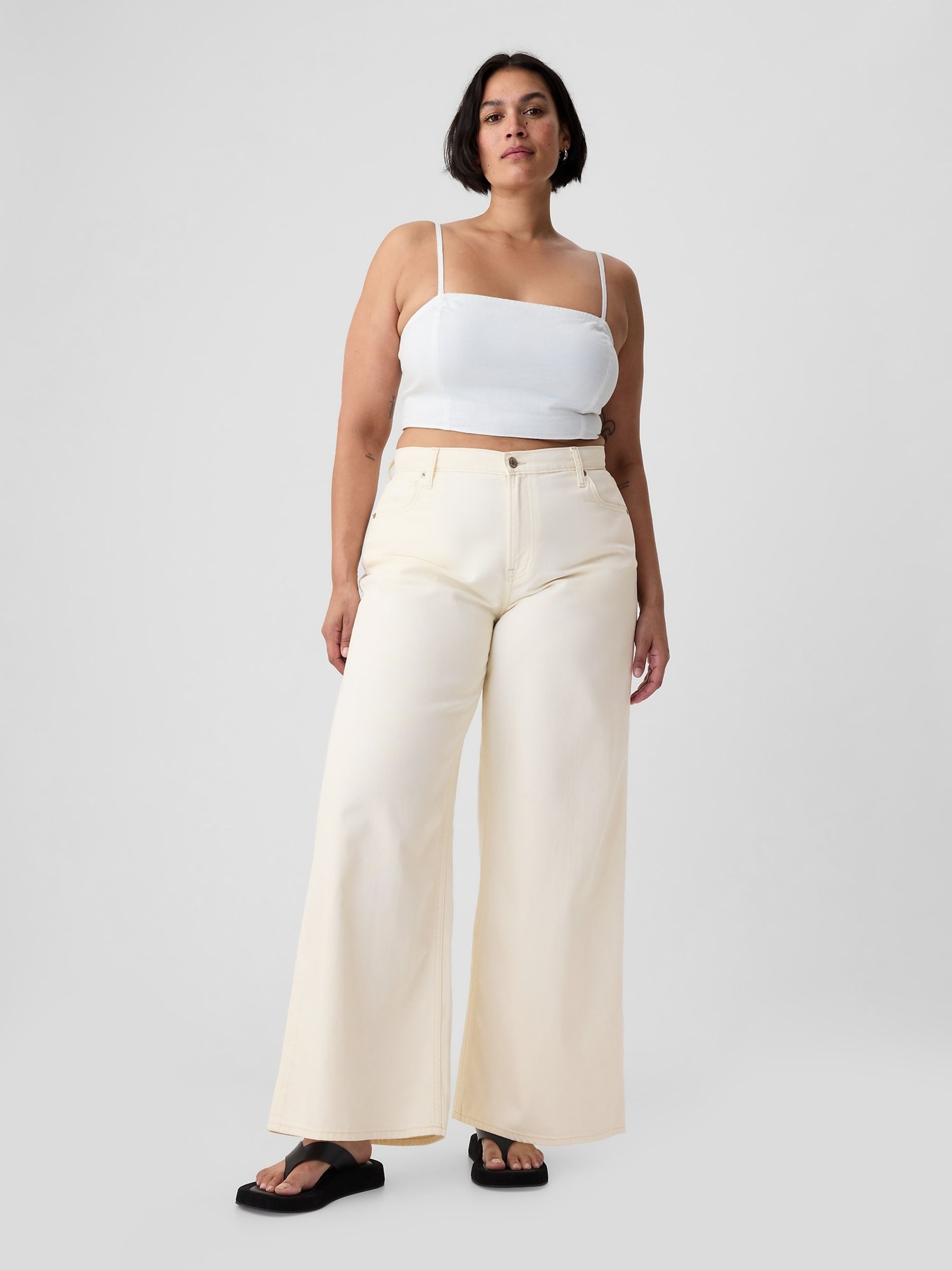 Cream Mid Rise UltraSoft Baggy Jeans - Image 6 of 6