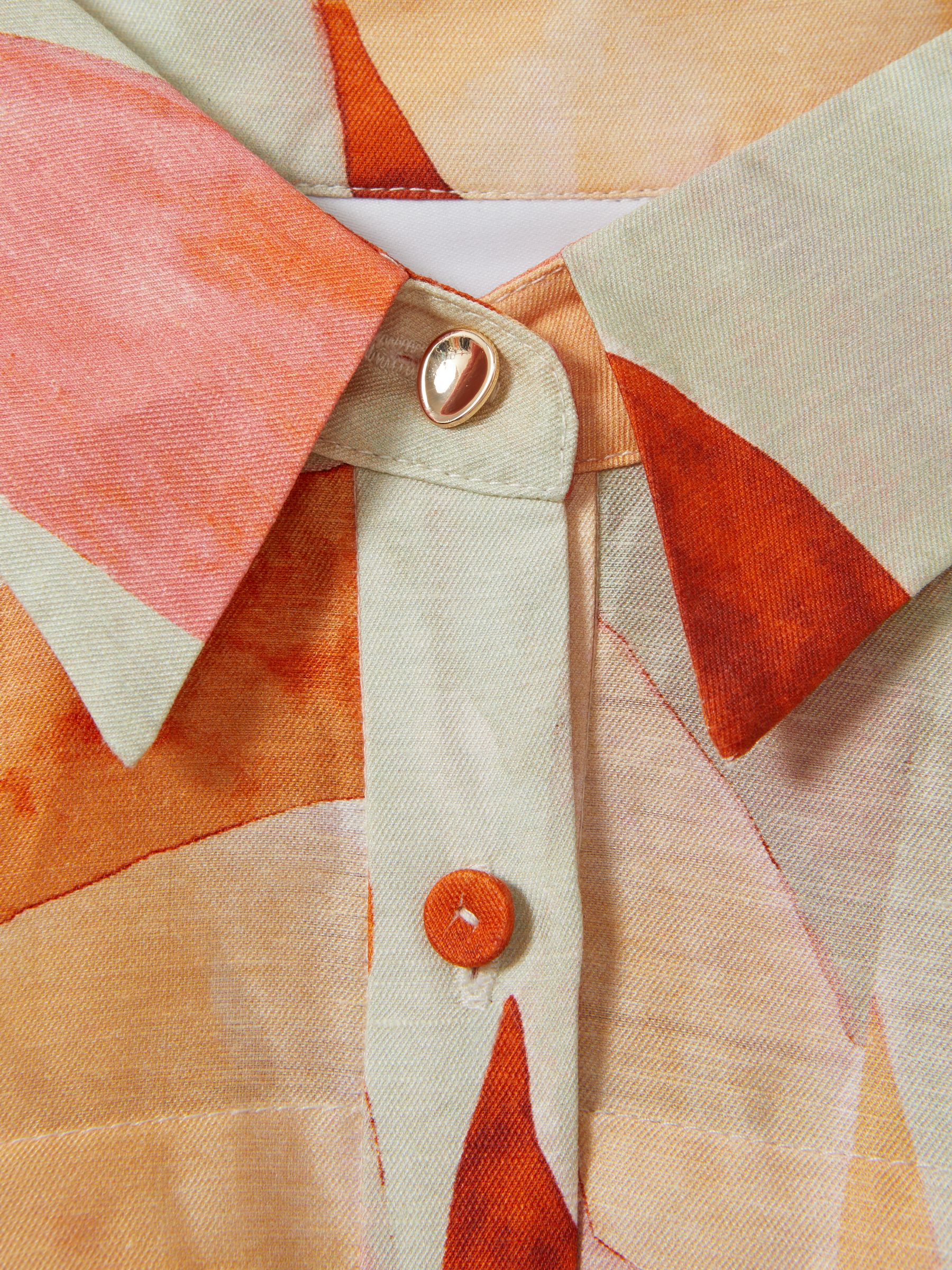 Acler Geometric Print Relaxed Fit Shirt in Orange Multi - Image 6 of 6