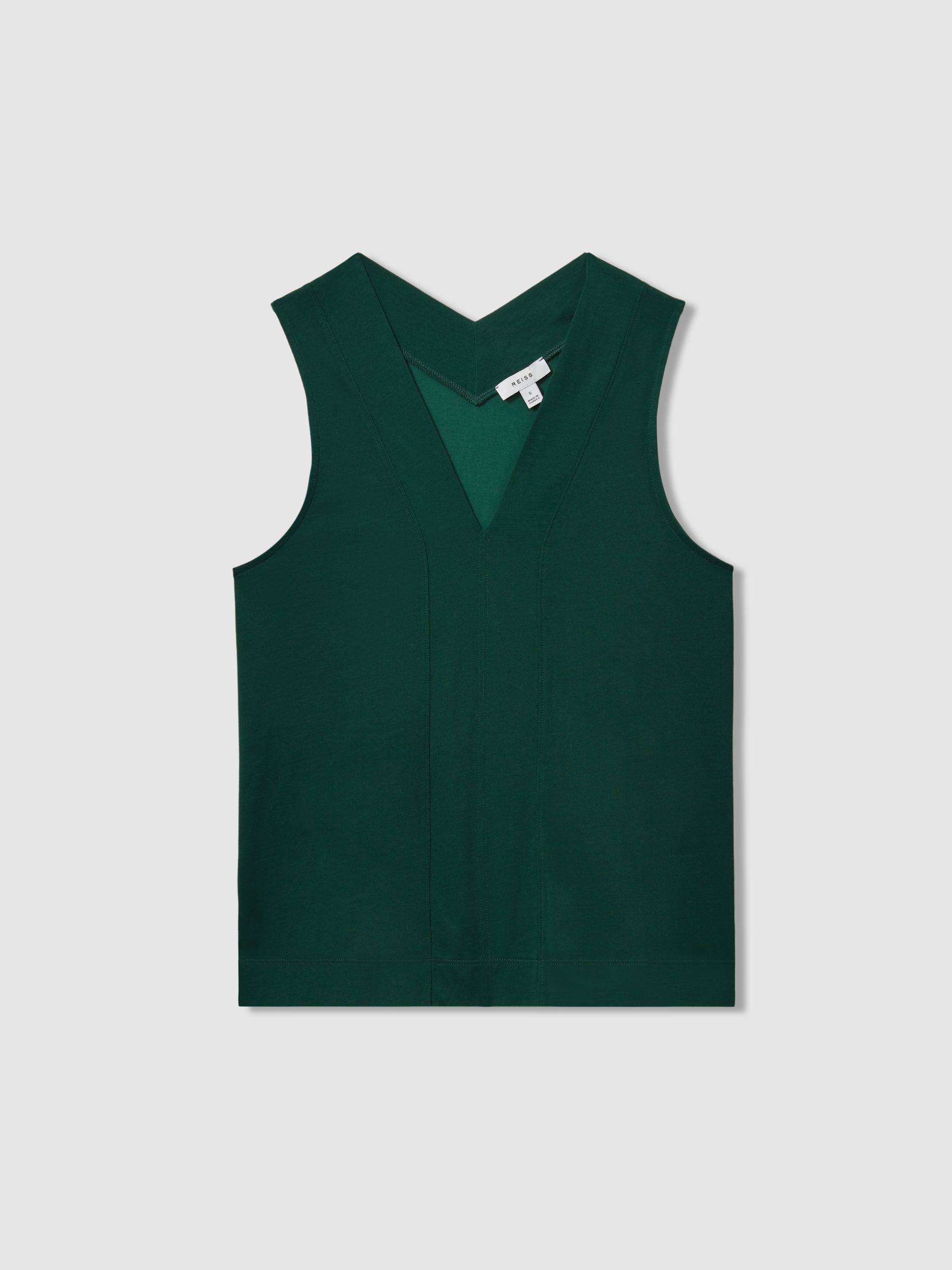 V-Neck Shell Top in Green - Image 2 of 5