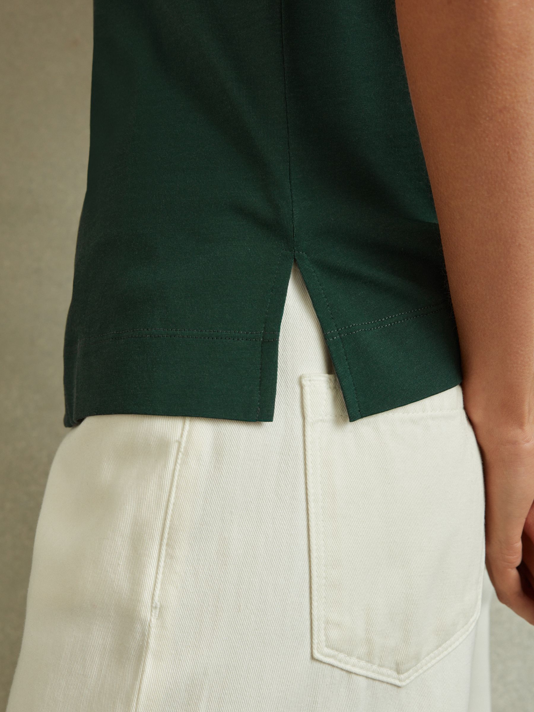 V-Neck Shell Top in Green - Image 3 of 5