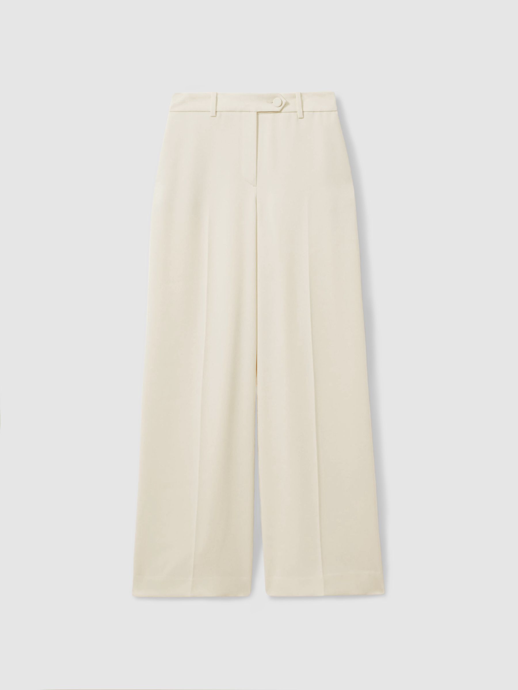 Wide Leg Split Hem Trousers in Cream - Image 2 of 6