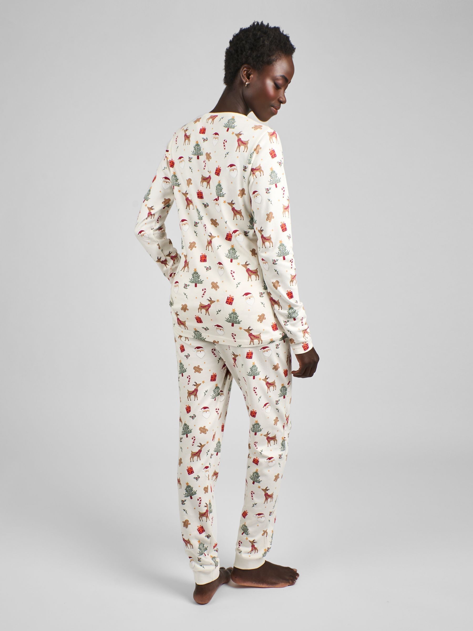 Cream Womens Christmas Print Pyjamas Set - Image 2 of 4