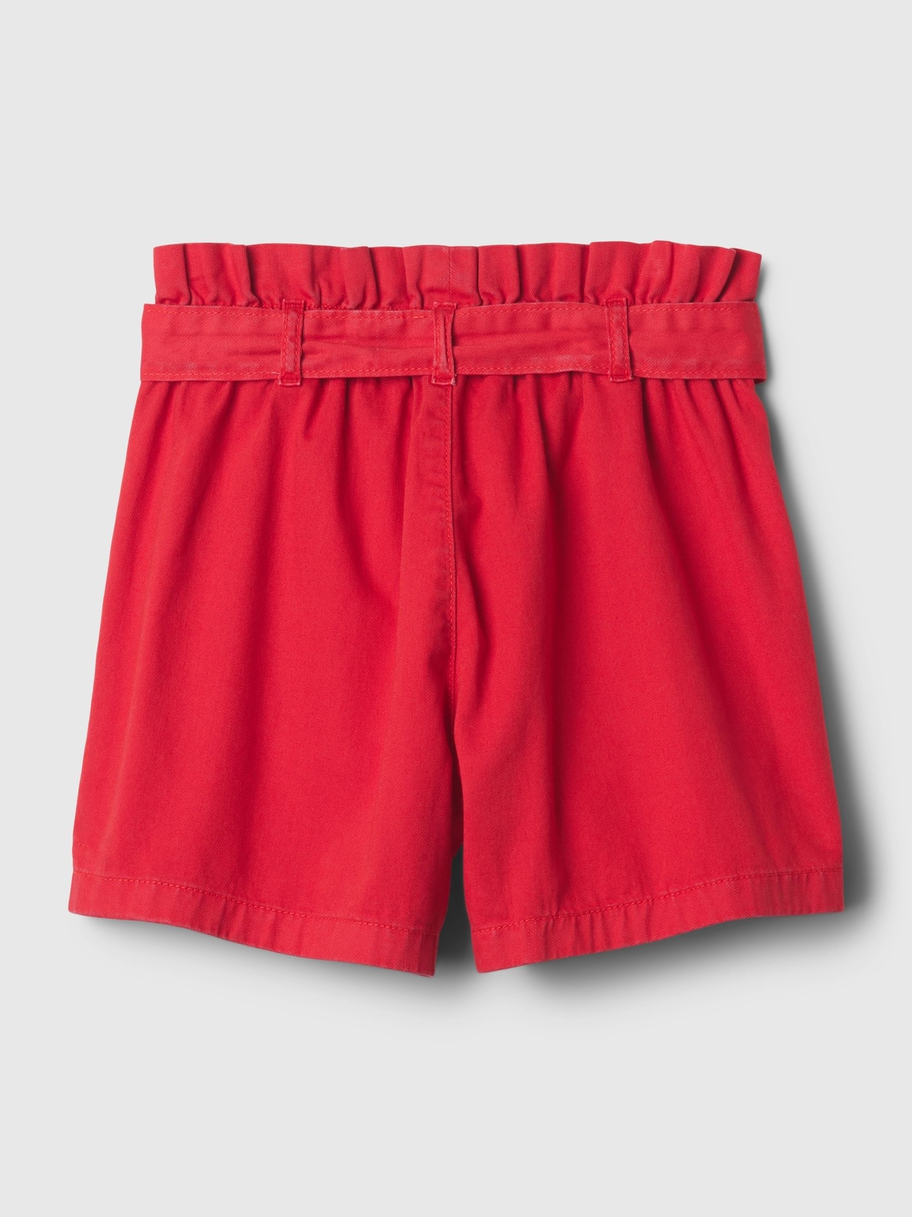 Red High Waisted Paperbag Denim Shorts (4-13yrs) - Image 5 of 5