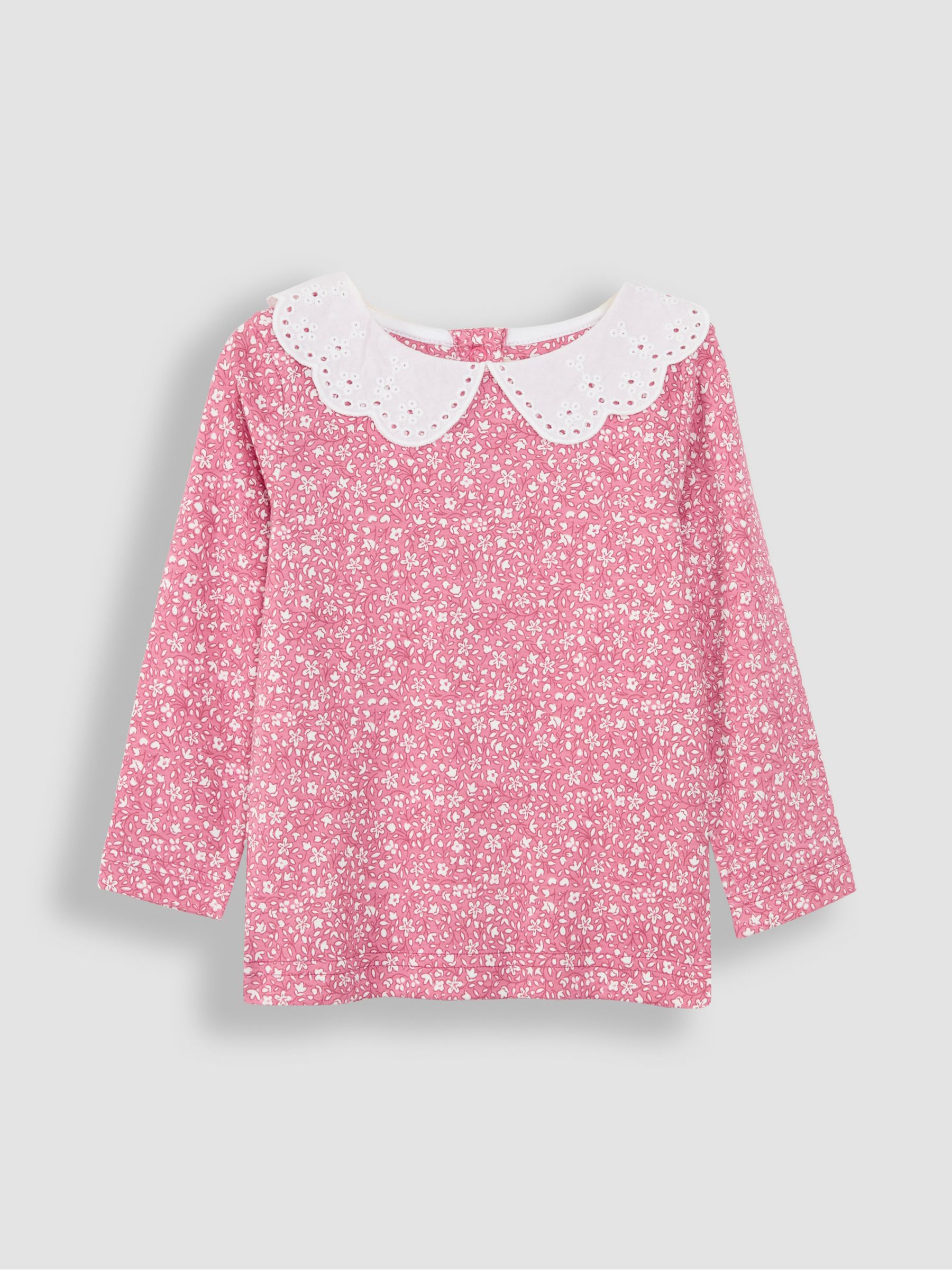 Pink Floral Broderie Collar Top - Image 1 of 3