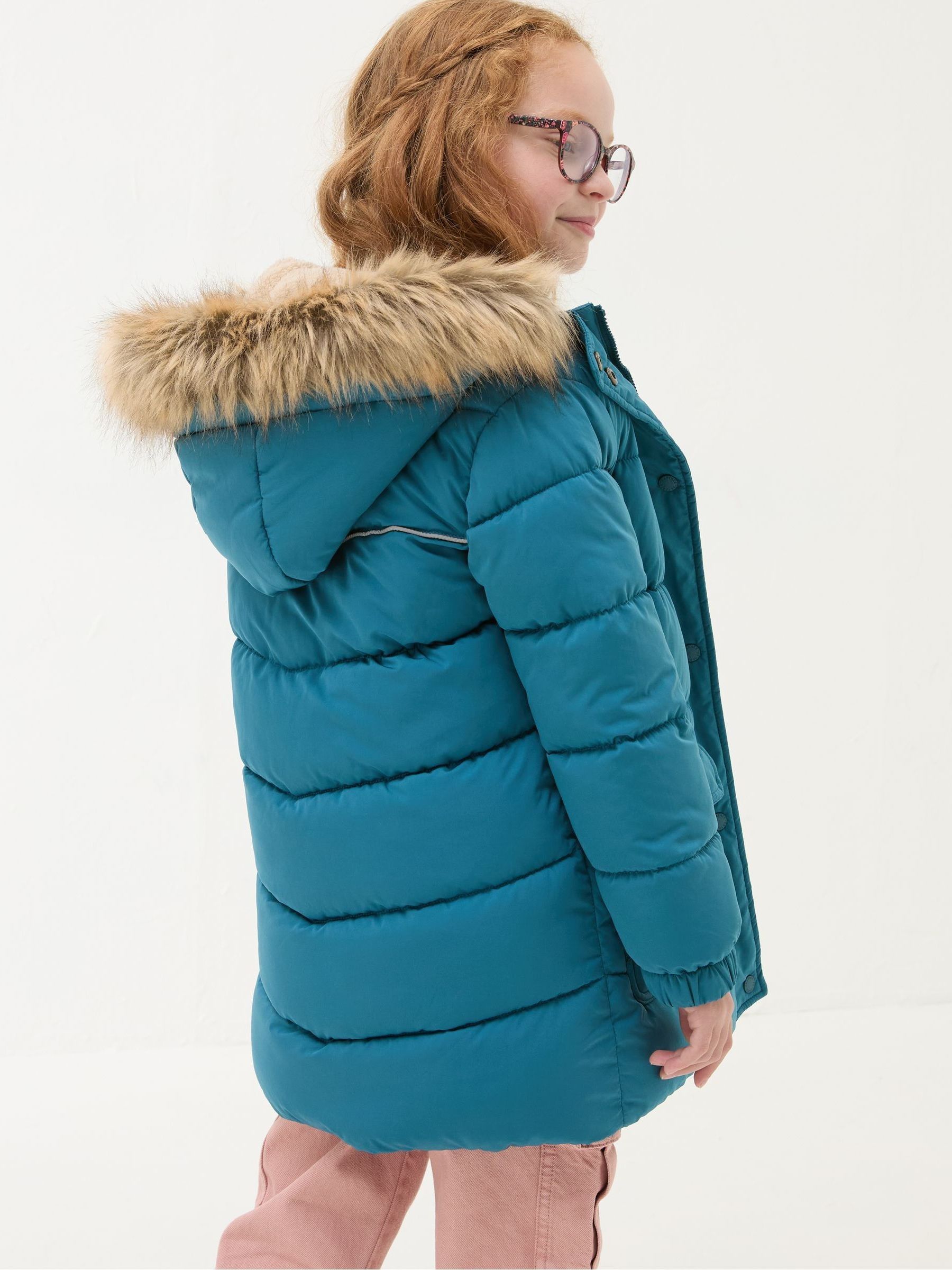 Lily Dark Teal Blue Longline Padded Coat - Image 2 of 4 Lily Dark Teal Blue Longline Padded Coat - Image 2 of 4