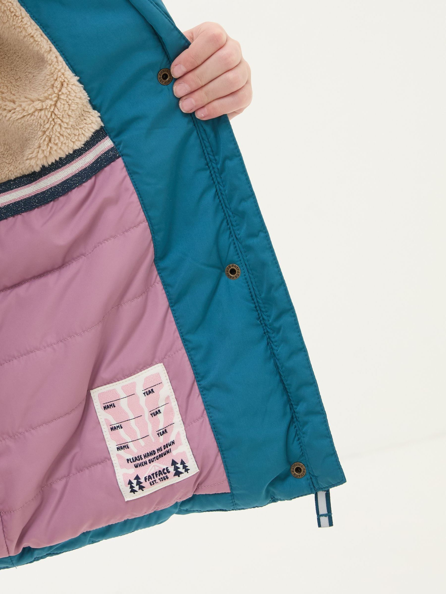 Lily Dark Teal Blue Longline Padded Coat - Image 3 of 4