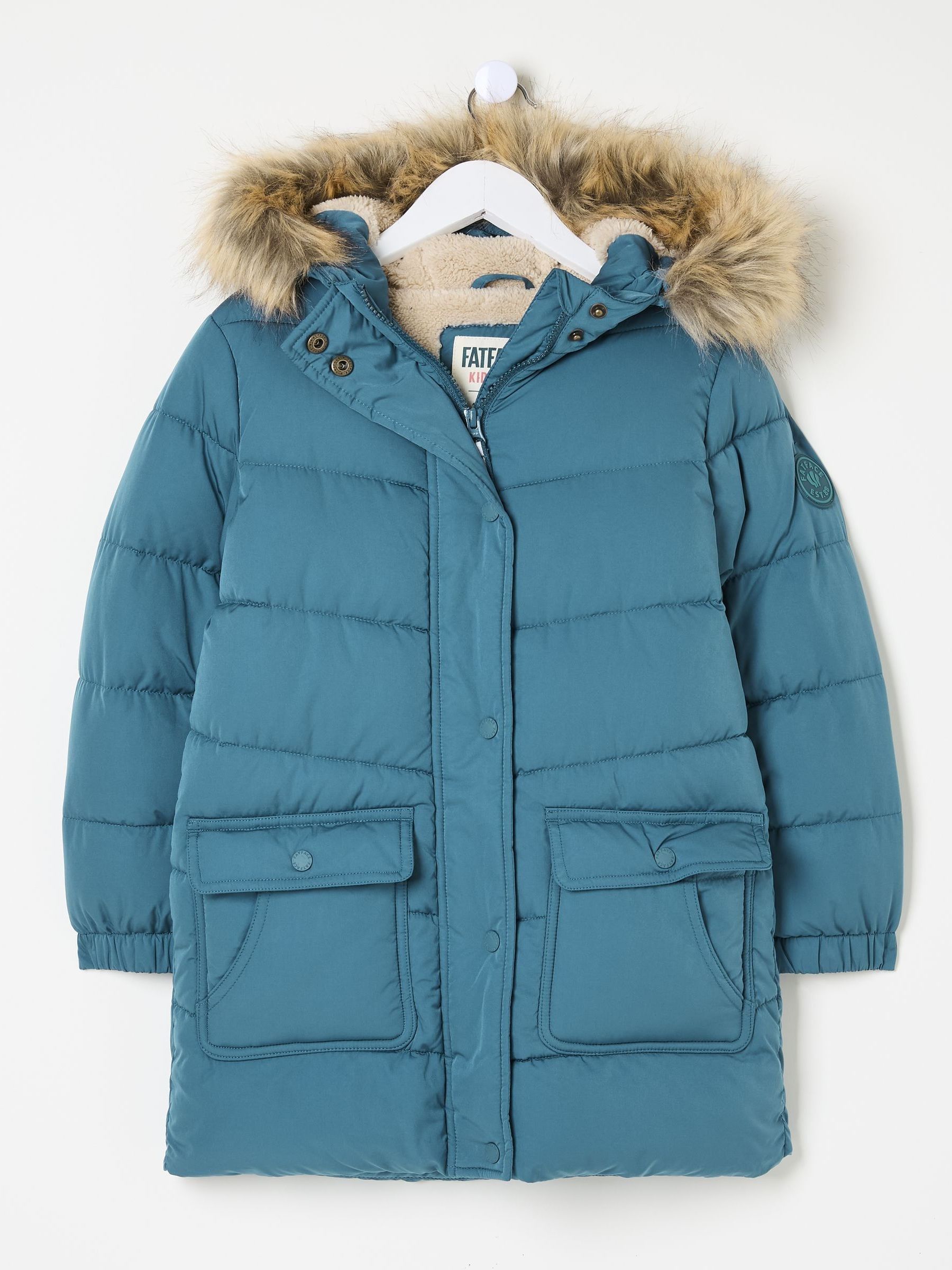 Lily Dark Teal Blue Longline Padded Coat - Image 4 of 4 Lily Dark Teal Blue Longline Padded Coat - Image 4 of 4