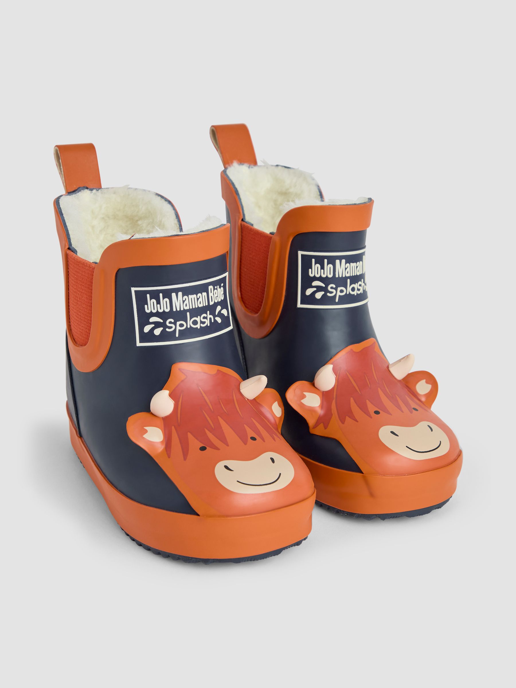 Navy Blue Cow Cosy Lined Printed Ankle Wellies - Image 1 of 3