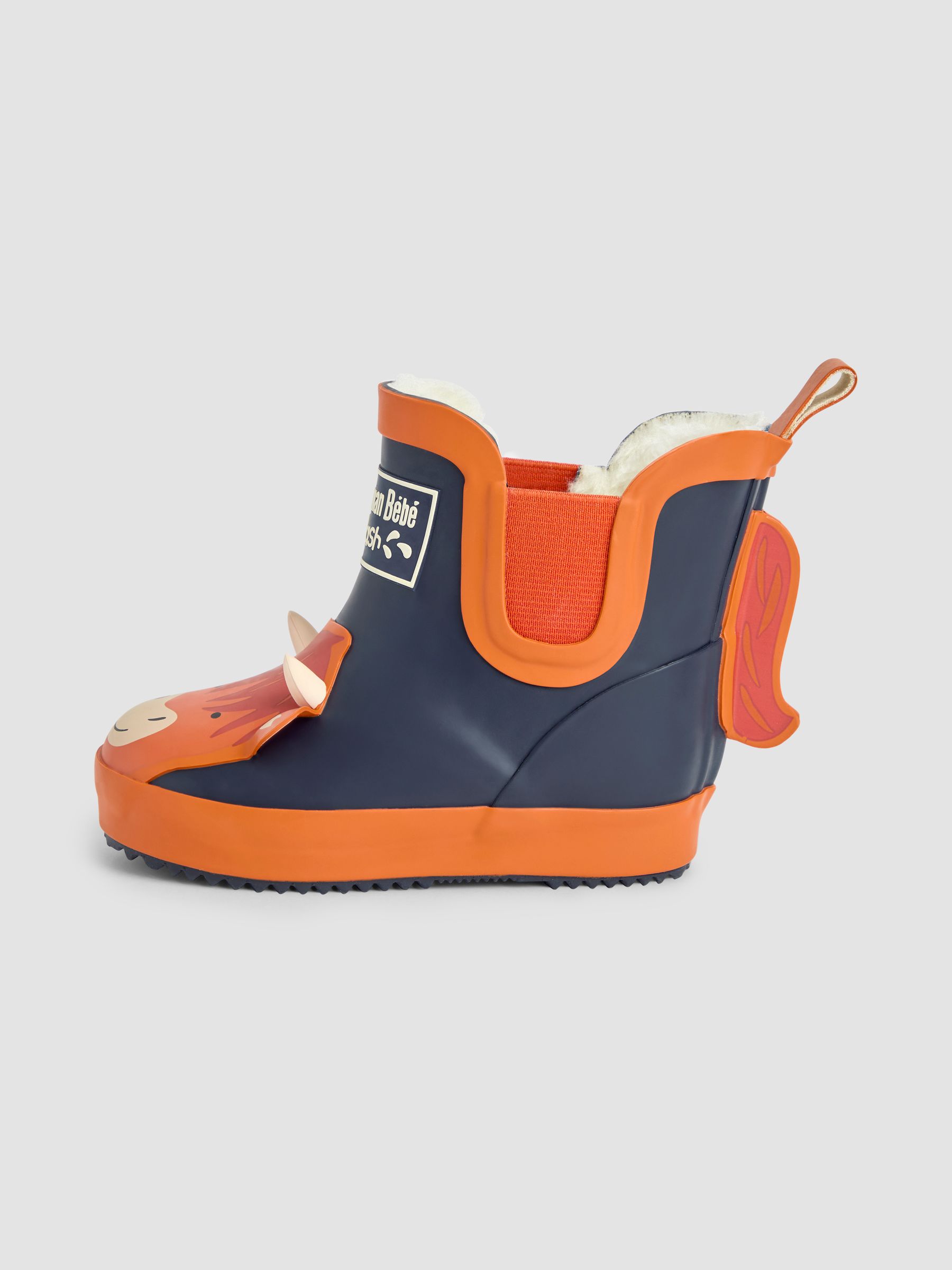 Navy Blue Cow Cosy Lined Printed Ankle Wellies - Image 3 of 3